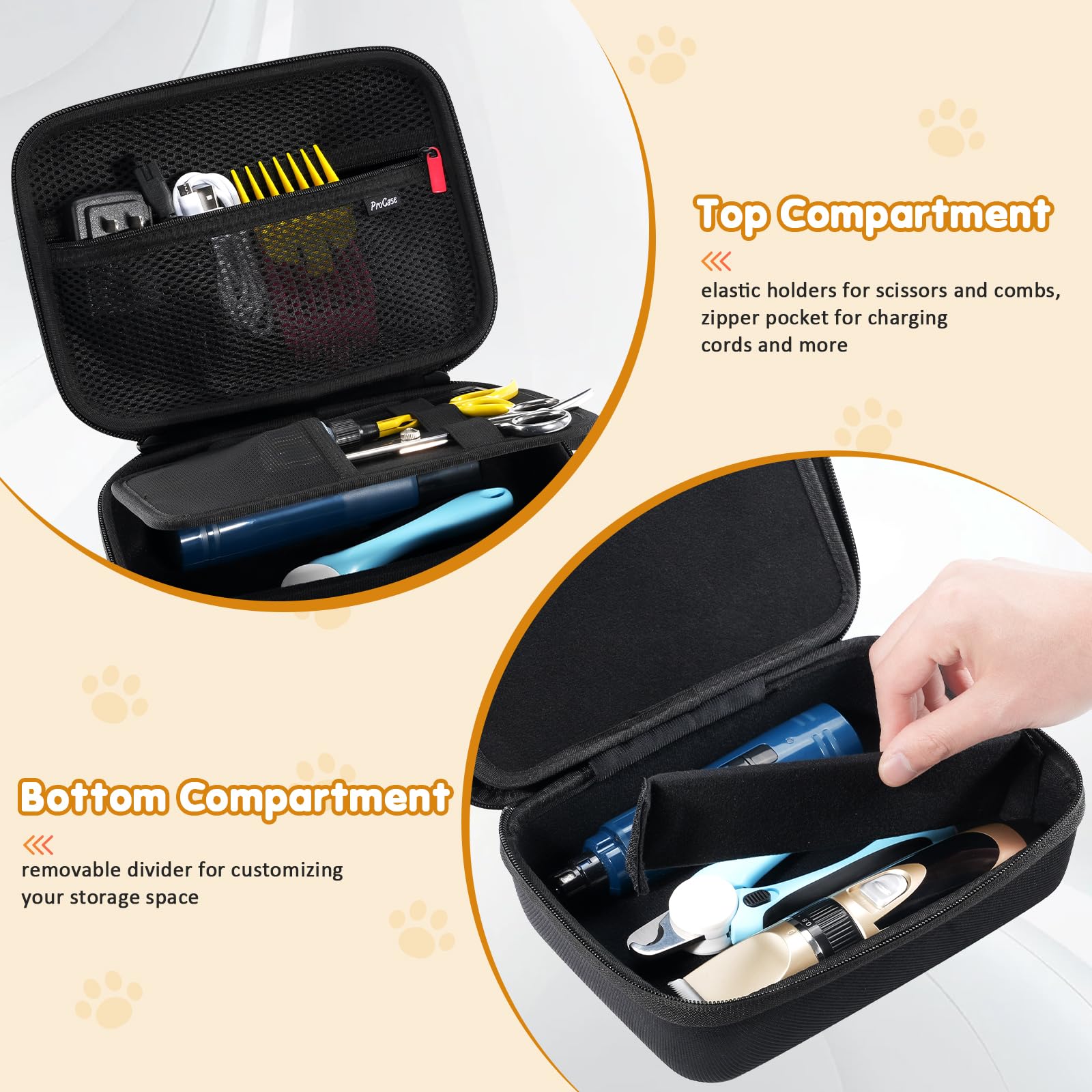 Procase Hard Pet Grooming Tool Storage Case, Travel Organizer For Oneisall/Wahl Dog Clippers, Pet Shaver, Nail Trimmer And Acces