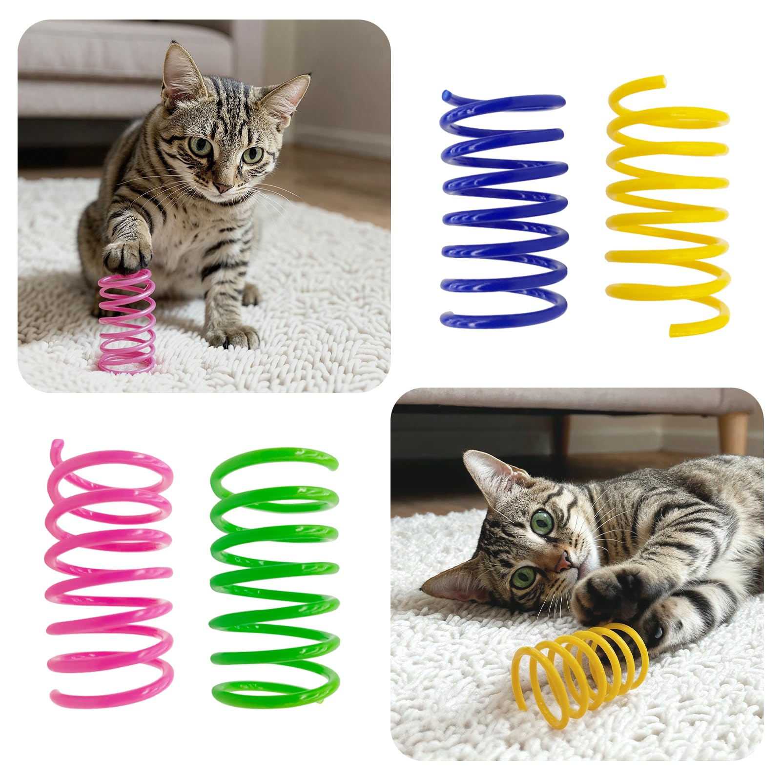 AGYM Cat Spring Toys 90 Packs for Indoor Cats, Durable Plastic Spring Coils Attract Cats to Swat, Bite, Hunt, Interactive Spring