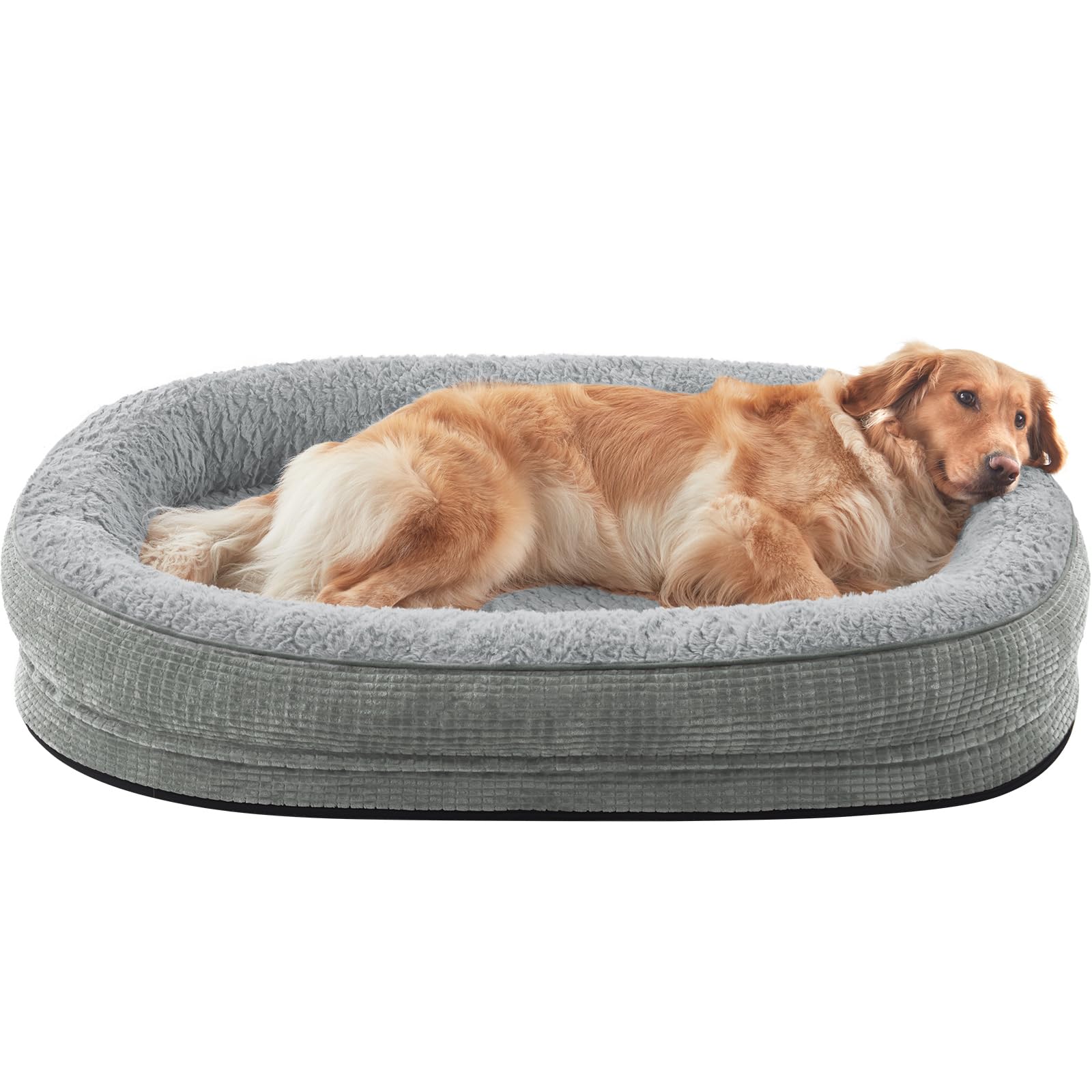 JOEJOY Orthopedic Dog Beds Large Sized Dog, XL Egg-Crate Memory Foam Pet Couch Bed with Bolster Sides, Waterproof Lining, Remova
