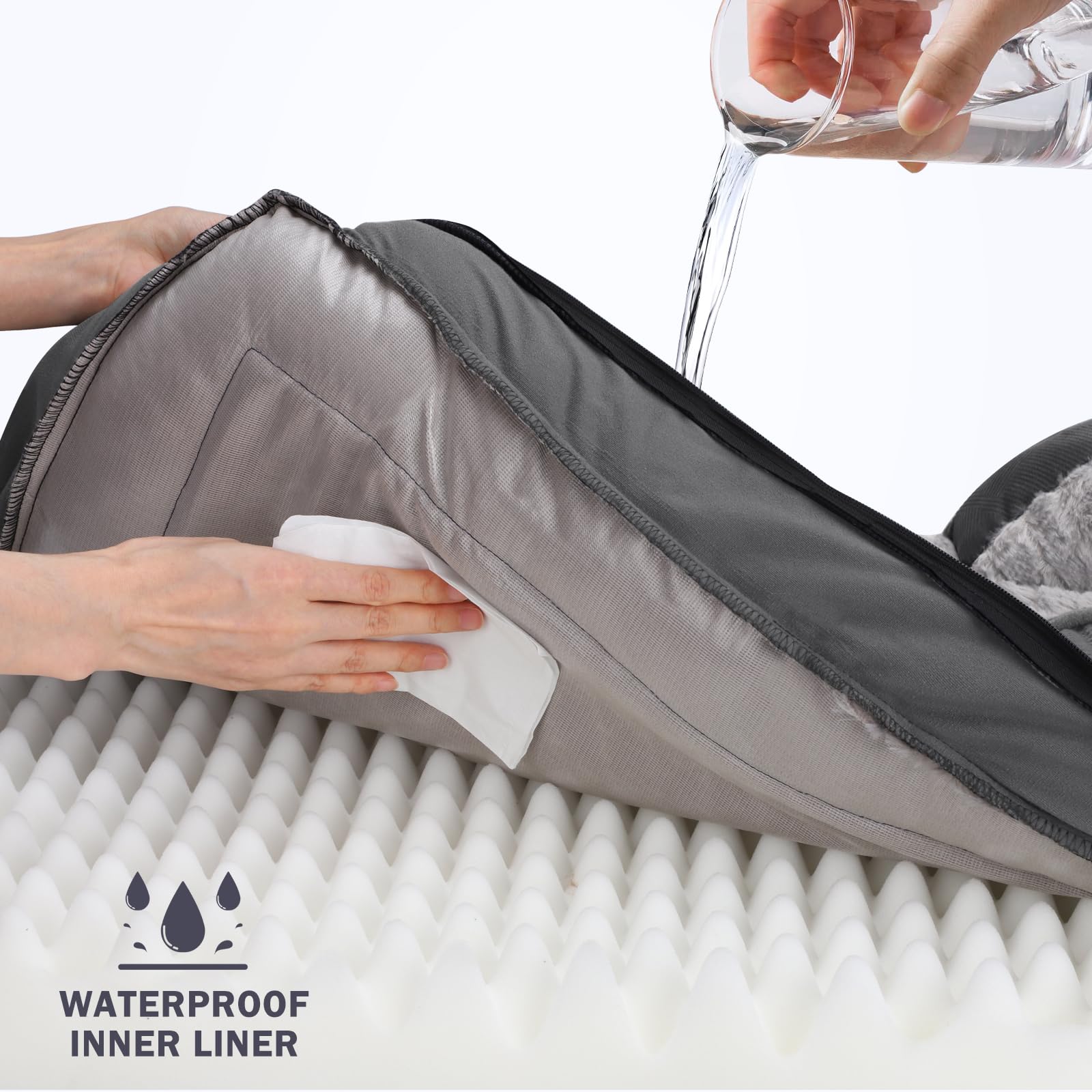 Invenho Orthopedic Medium Dog Beds For Medium Dogs, Waterproof Egg-Crate Foam Dog Couch Bed With Washable Removable Cover, Water