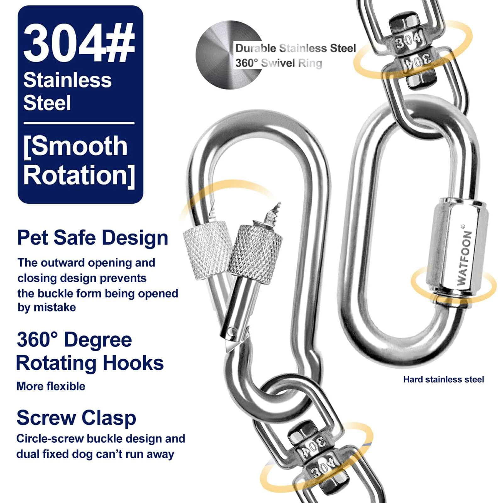 Extra Strong 100Ft Tie Out Cable Chains For Large Dogs Up To 300 Pound, 1000+Pound Break Strength Tieout Tether Trolley Training