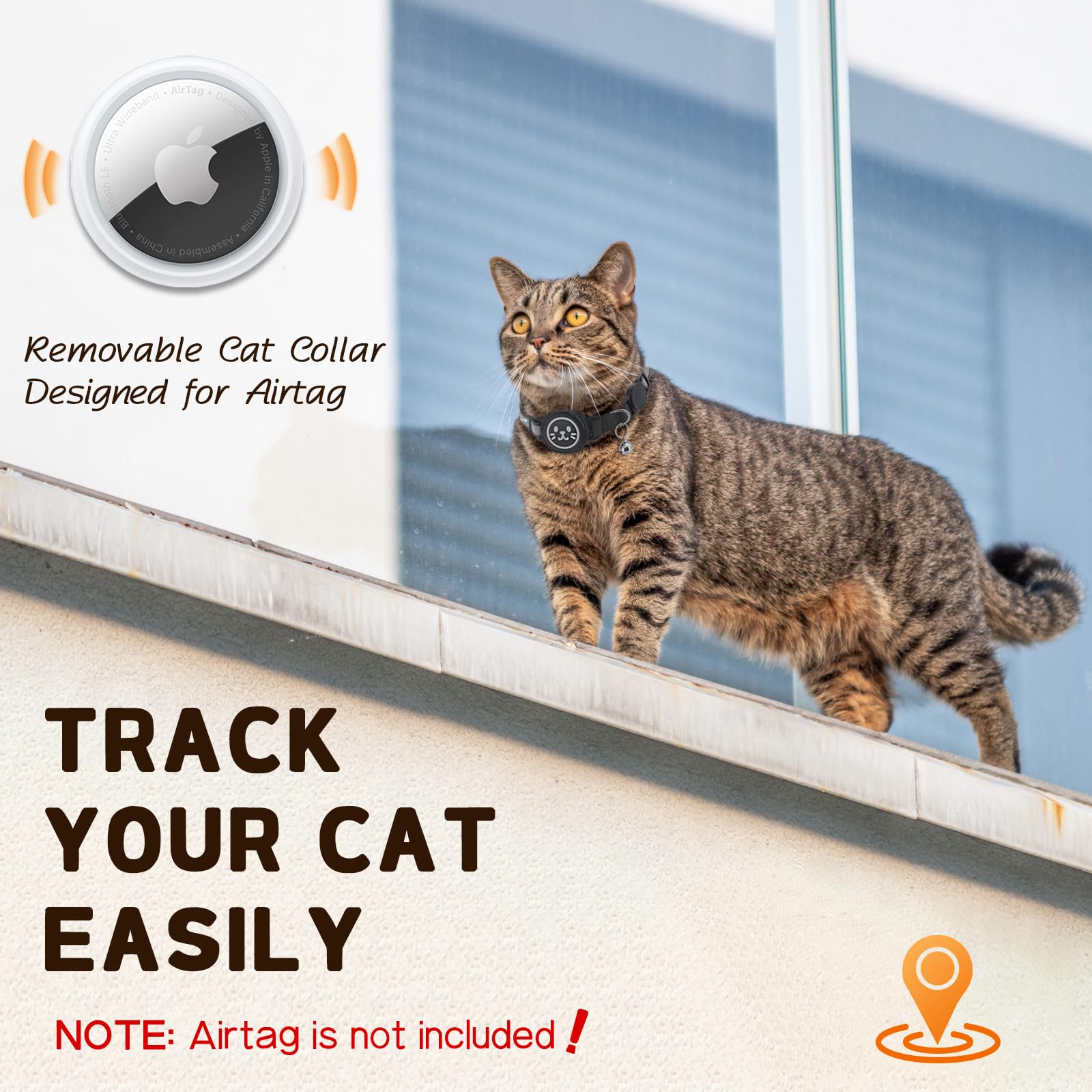 Airtag Cat Collar Non Breakaway, Reflective Gps Cat Collar Adjustable With Bell And Safety Elastic Strap For Kittens, Lightweigh