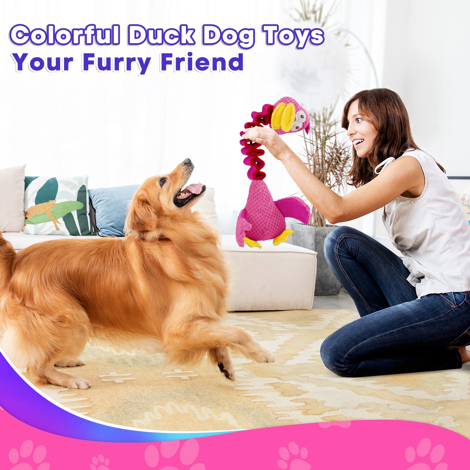 Foxyyds Puppy Toys,Dog Toys For Aggressive Chewers,Retractable Tug Of War Dog Toy,Durable Chewing Squeaky Dog Toy,Small Medium L