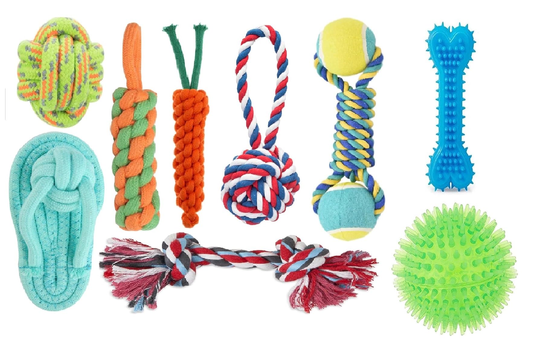 Agirav Dog Toy Set  Tail, Chew, And Rope Toys For Small To Medium Dogs  Tug Toy Pack Of 9