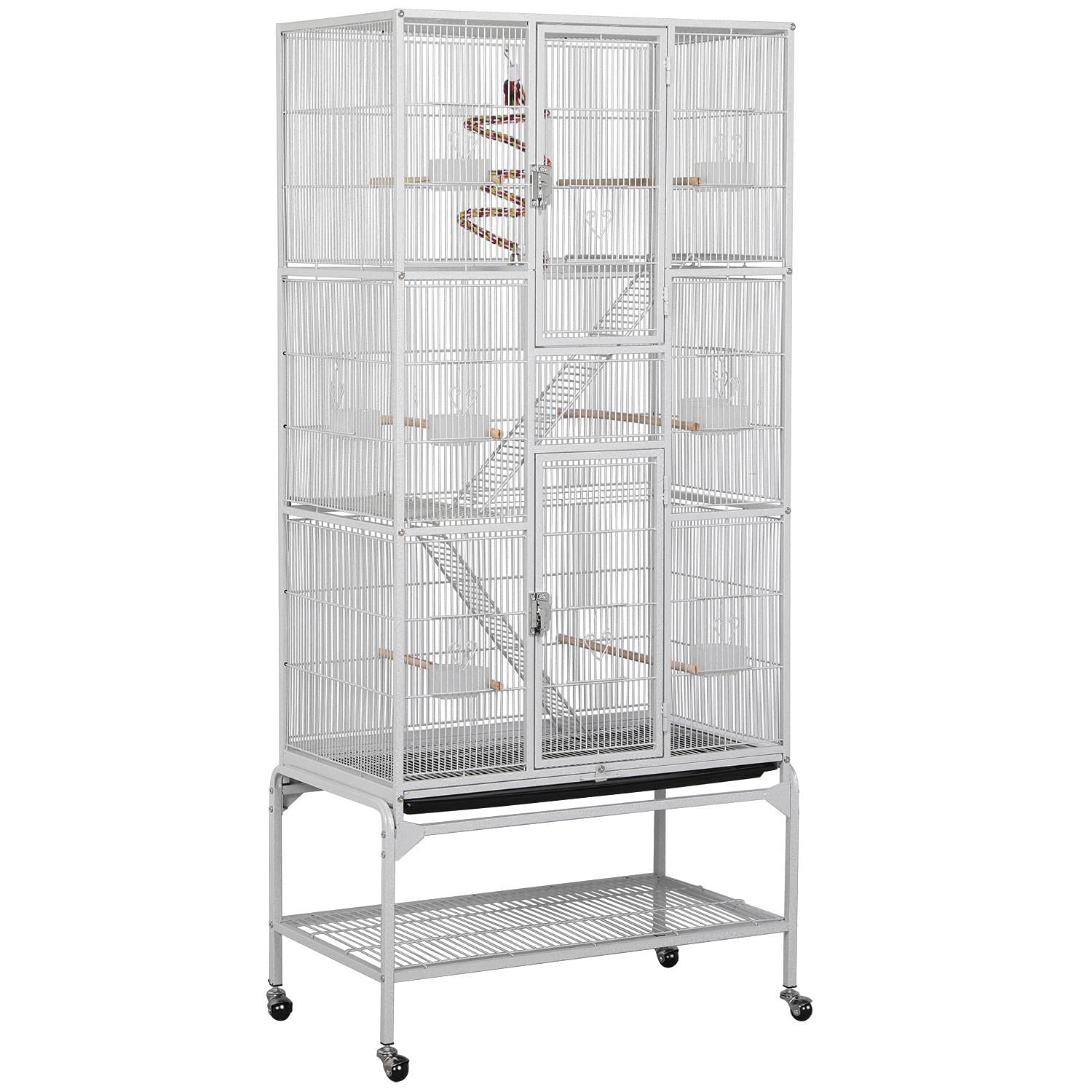 Yaheetech 69-Inch Extra Large Wrought Animal Cage Metal 3 Levels Small Animal Cage W/Cross Shelves And Ladders For Ferret Chinch