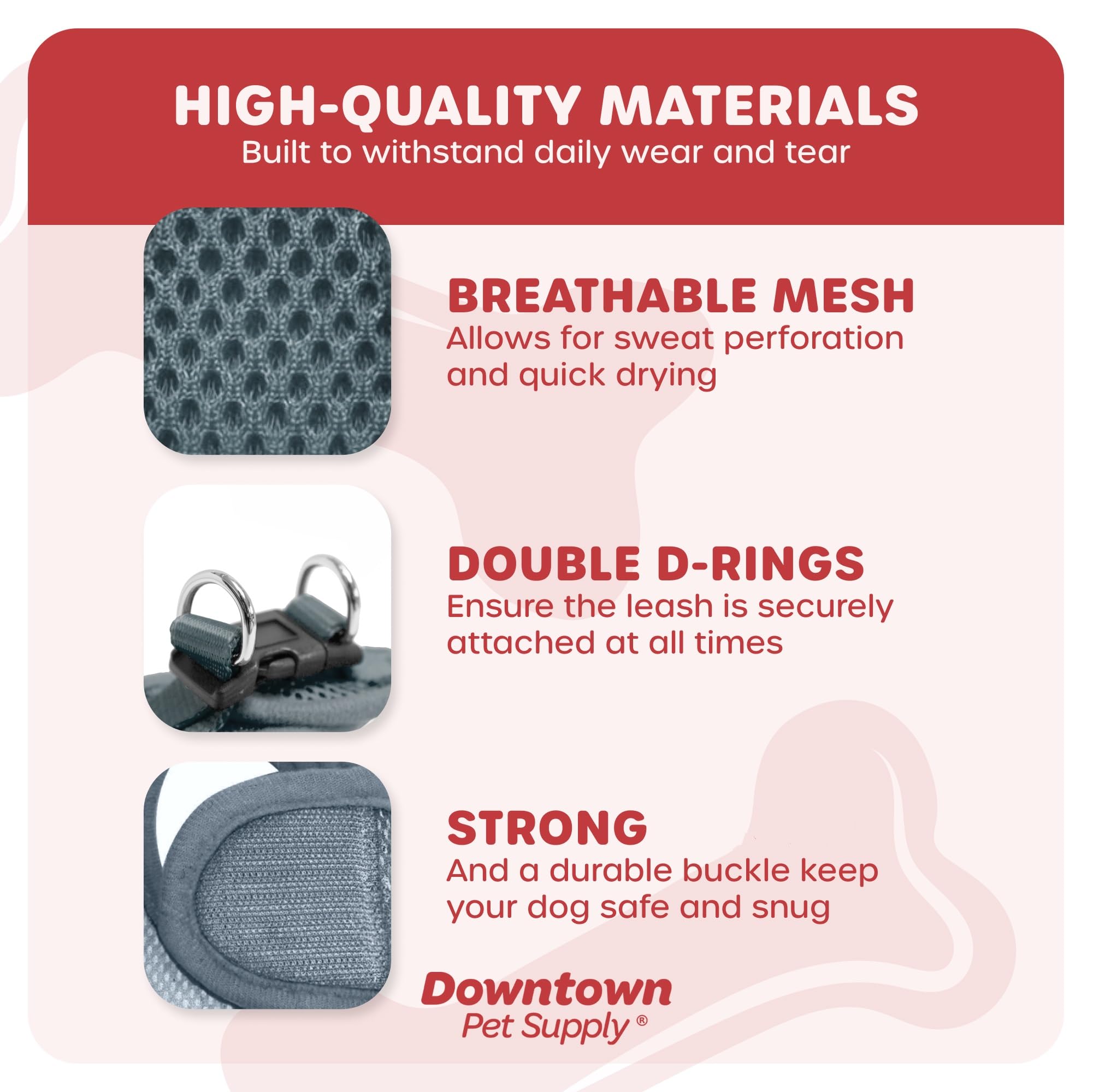 Downtown Pet Supply Step In Dog Harness For Small Dogs No Pull, Medium, Titanium - Adjustable Harness With Padded Mesh Fabric An