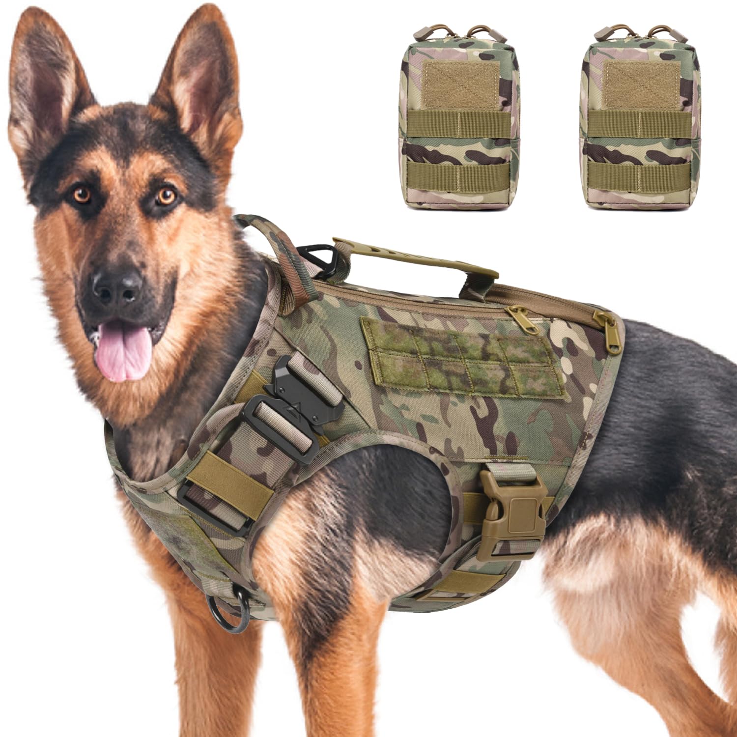 Tactical Dog Harness for Medium and Large Dogs No Pull Adjustable Dog Vest for Training Walking Military Dog Harness with Handle