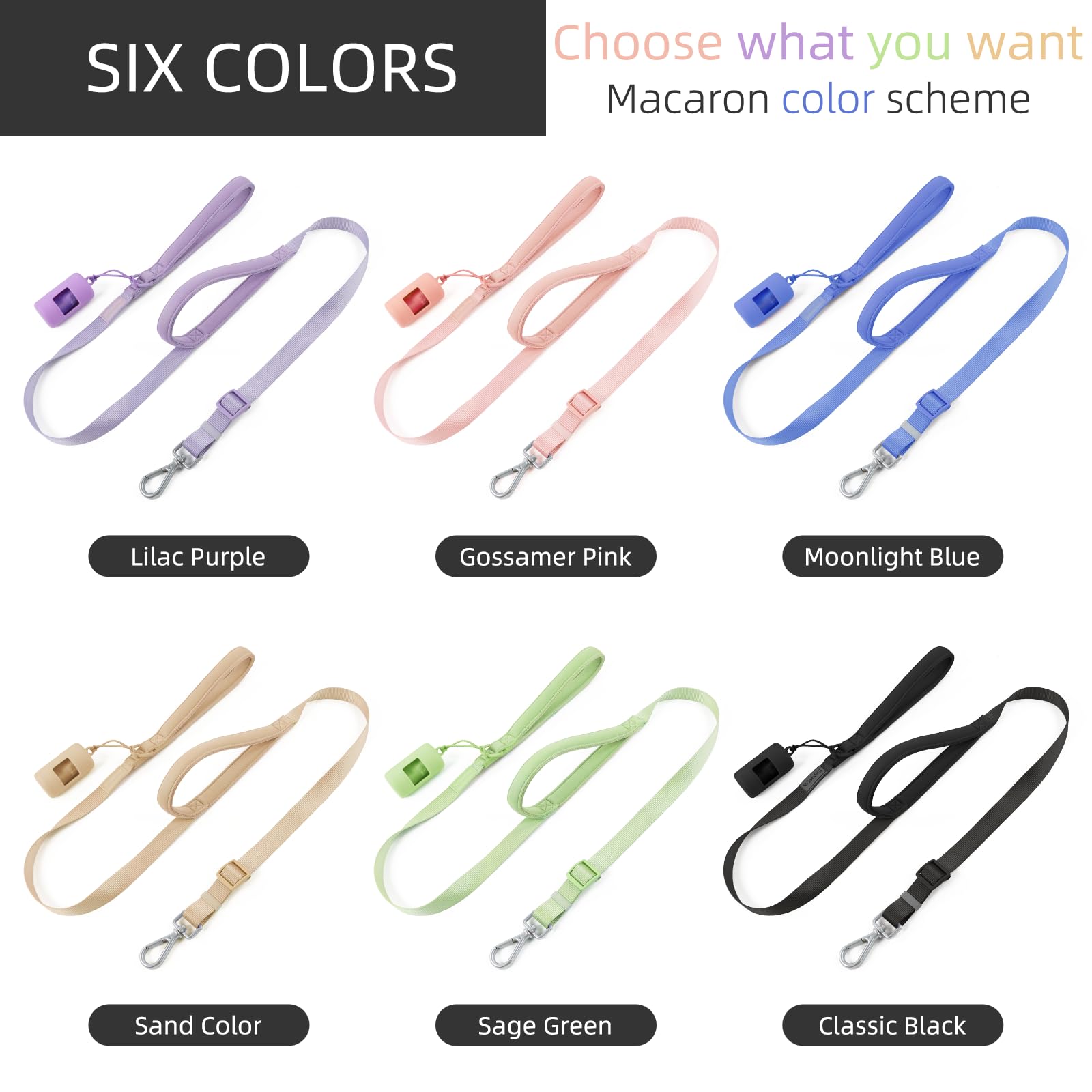 Wisedog Durable Two Handle Dog Leash: Dog Leash Heavy Duty With Dual Soft Padded Handles, Adjustable Length As Short Leash For M