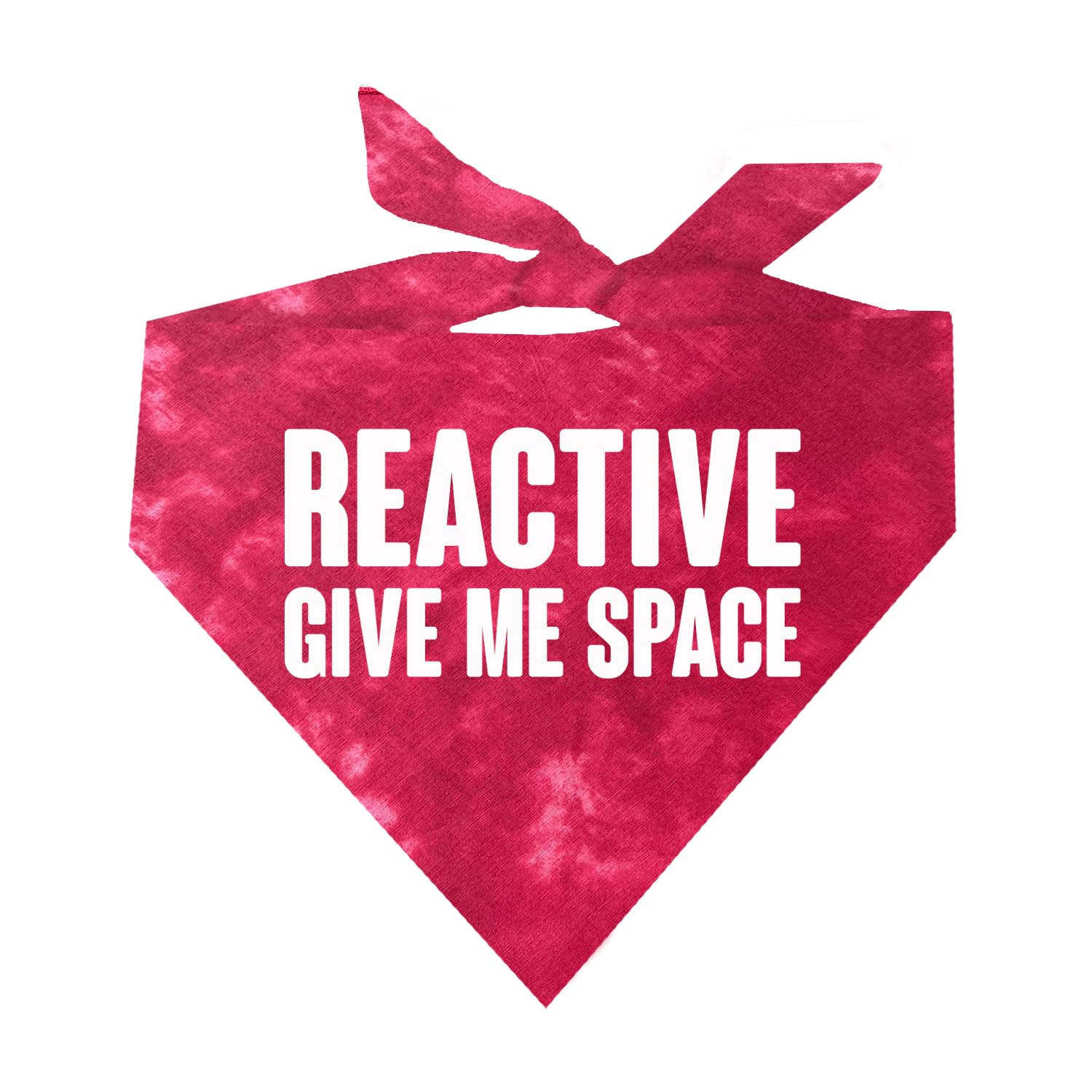 Reactive Give Me Space Dog Bandana | 100% Unbleached Cotton Adjustable Triangle | Made In Usa | Do Not Pet | Caution Nervous Anxious (272) (Red Tie Dye, One Size)