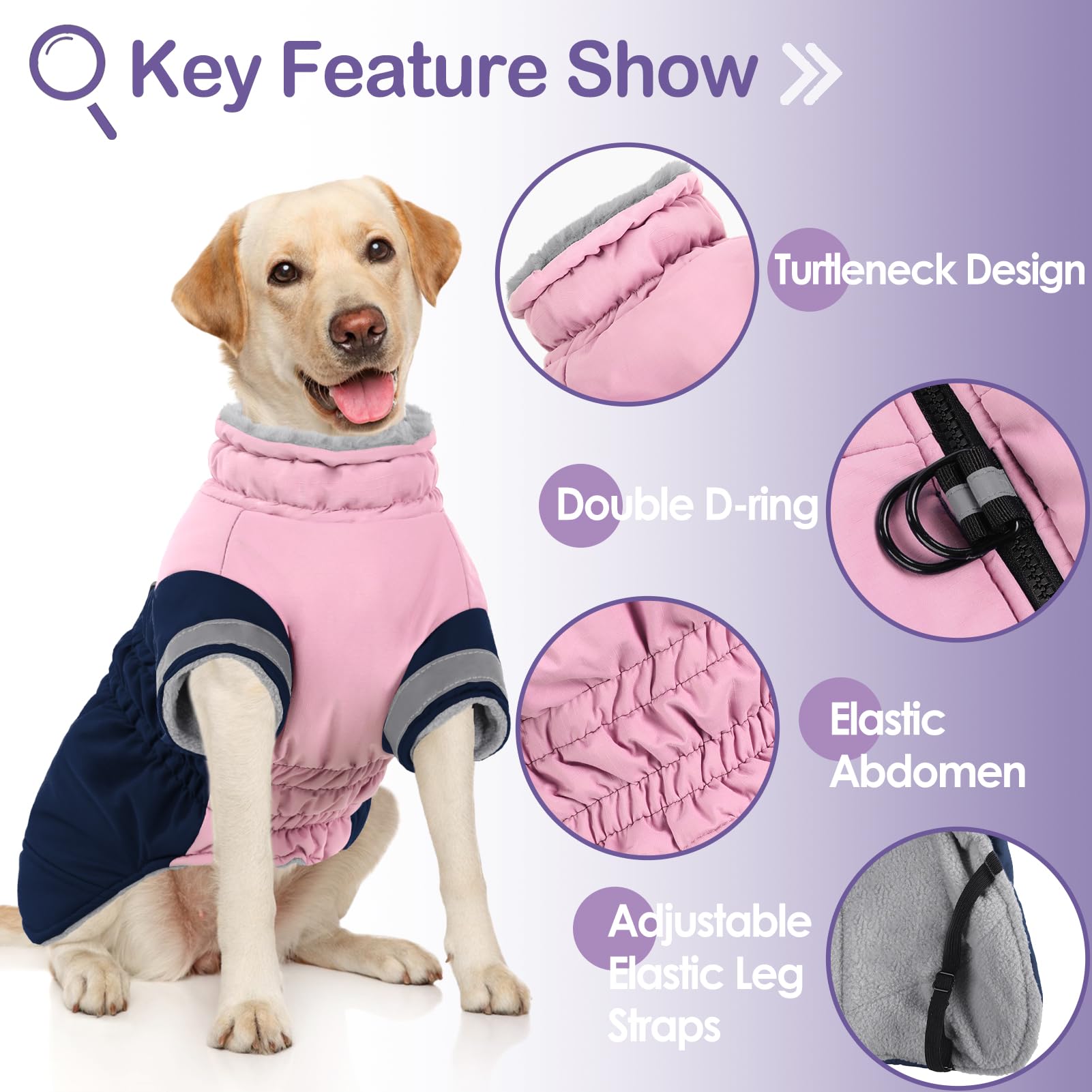 AOFITEE Dog Coat Warm Dog Winter Jacket for Small Dogs, Windproof Dogs Winter Coat with Harness Built in, Turtleneck Fleece Pet