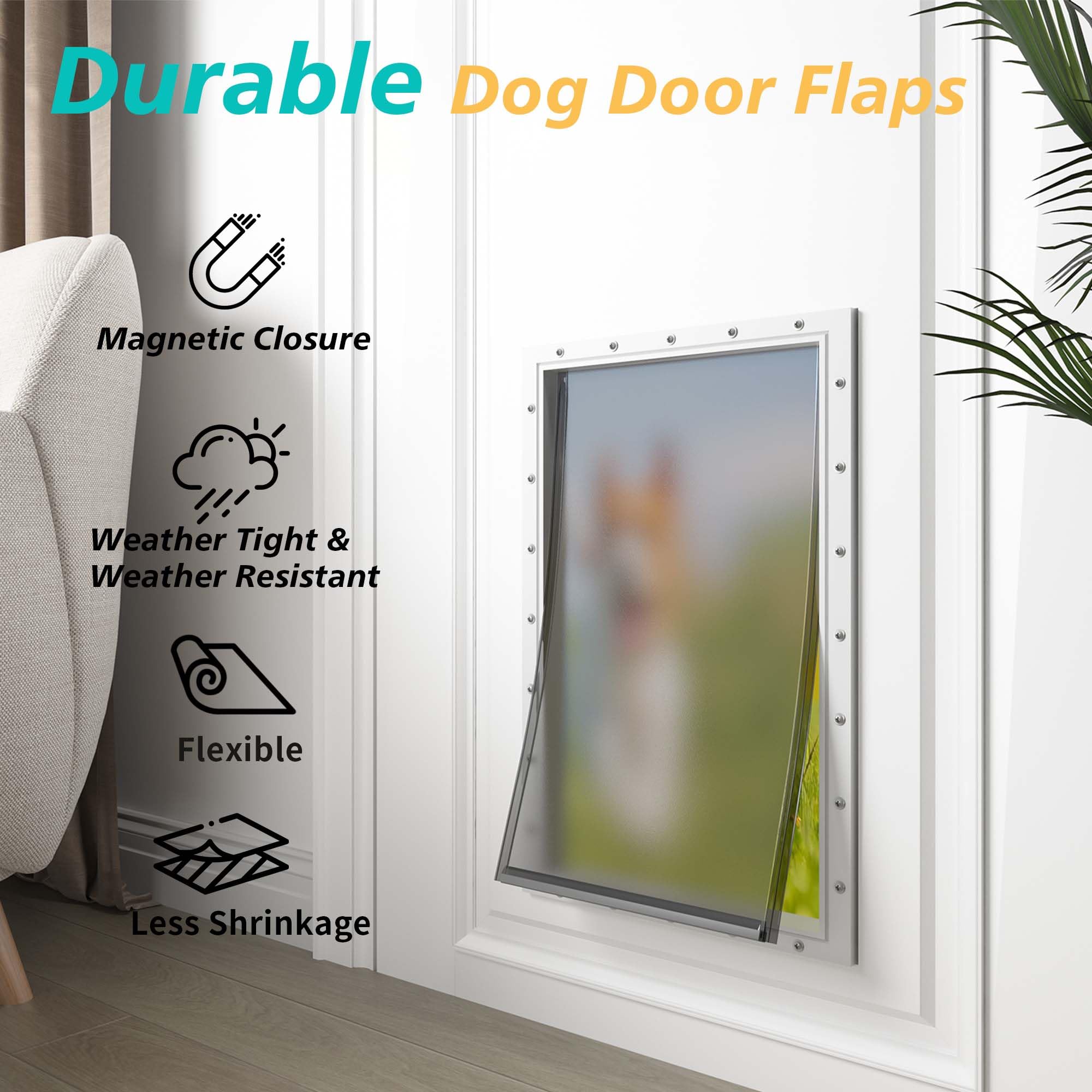 2Pack Large Dog Door Replacement Flaps With Screws - Pet Door Replacement Flap Compatible With Petsafe Freedom Doggie Doors Repl