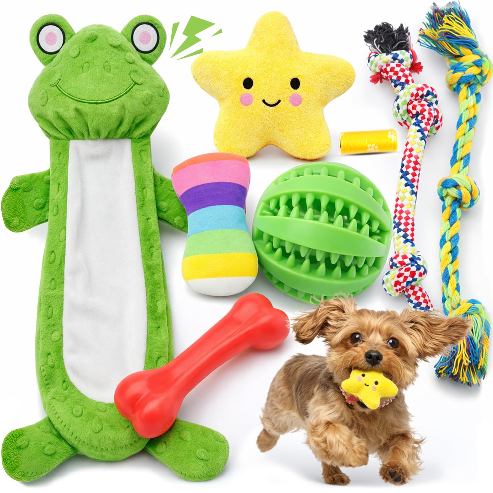 Loyee 8 Pack Puppy Toys For Small Dogs, Luxury Dog Chew Toys With Squeaky Plush Toys, Rope Toys And Ball, Teething Toys For Pupp