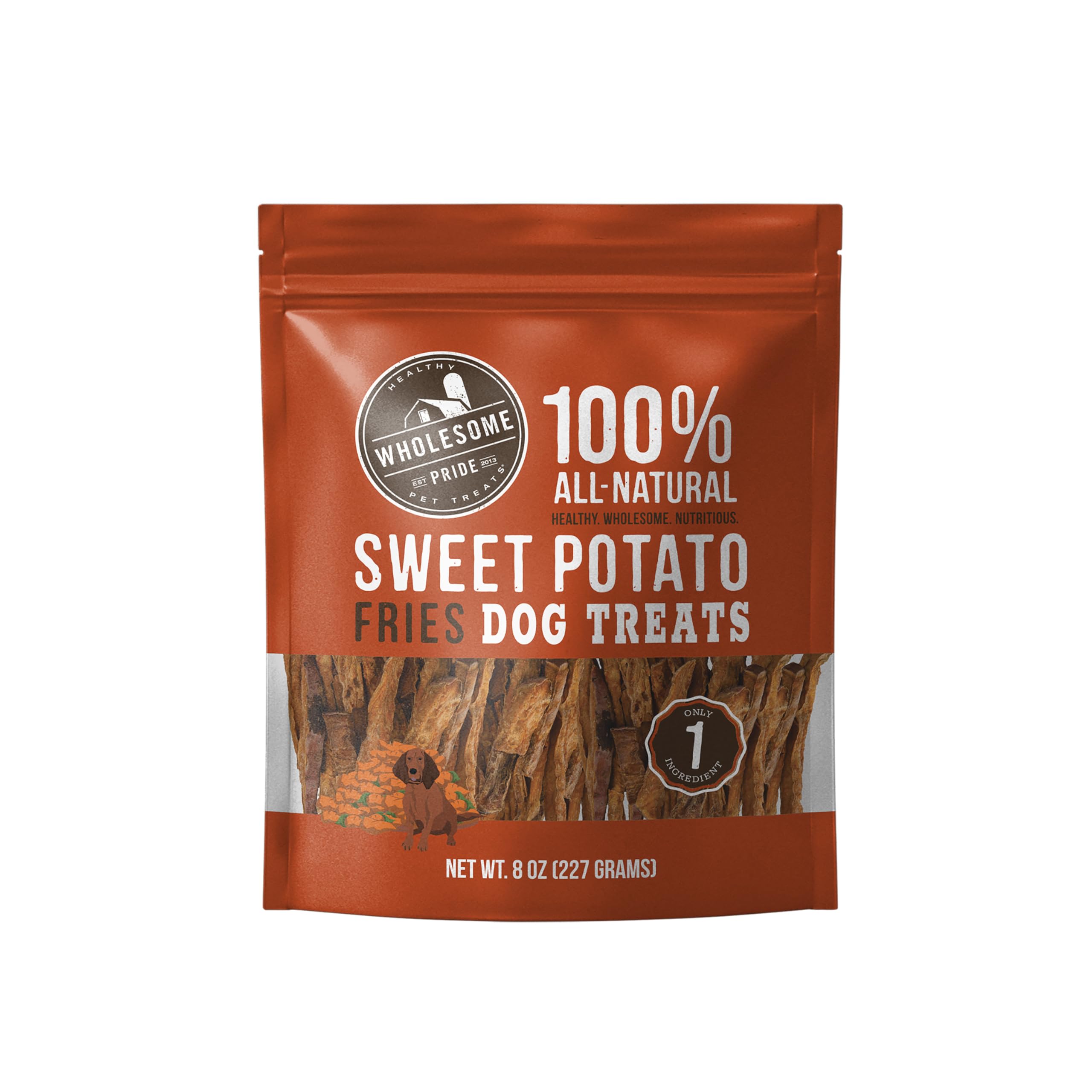 Wholesome Pride Sweet Potato Fries 100% All-Natural Single Ingredient Dog Treats, 8 oz