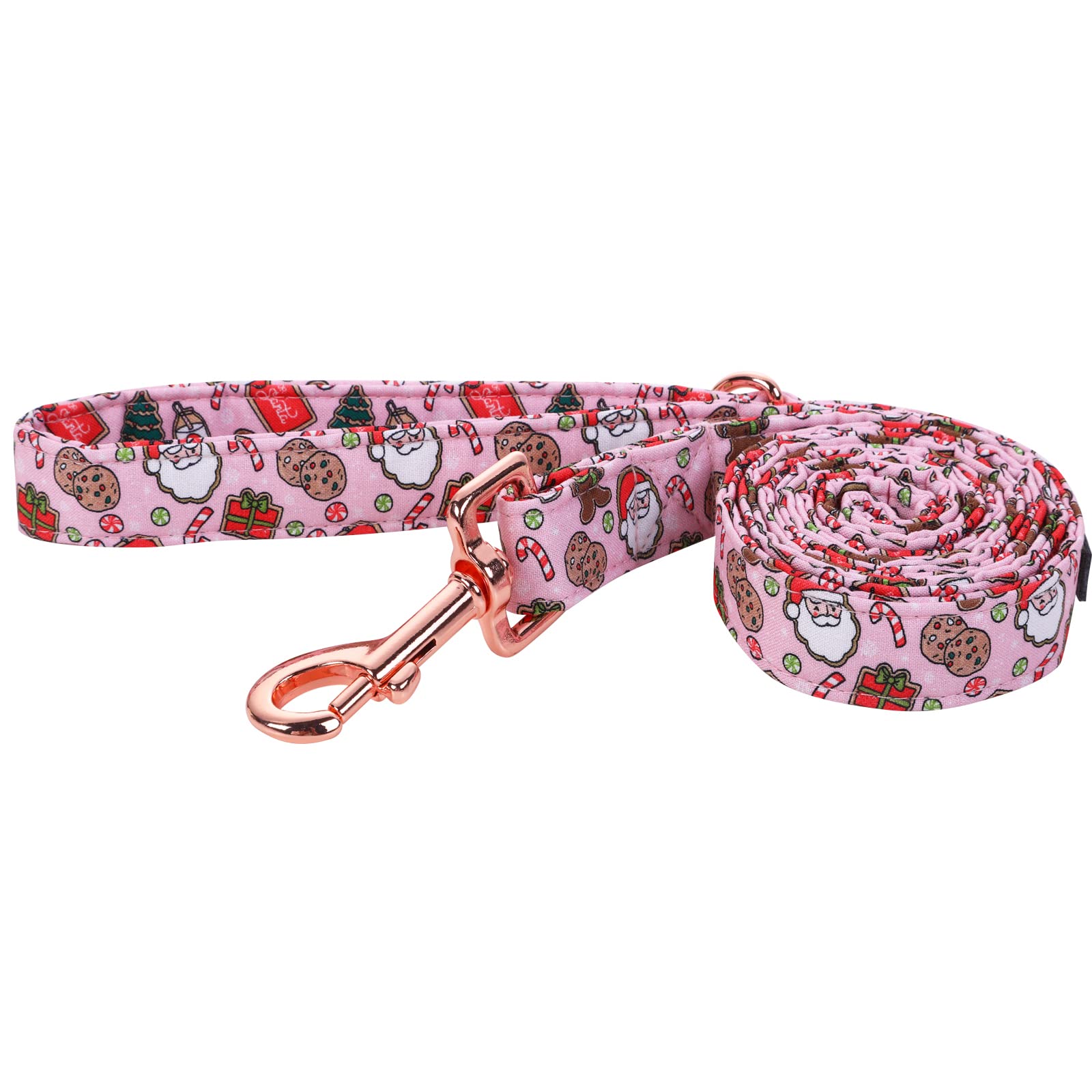 Dogwong Christmas Tree Dog Leash - Pink Santa Claus Soft Cotton Cute Puppy Leash For Small To Large Dogs