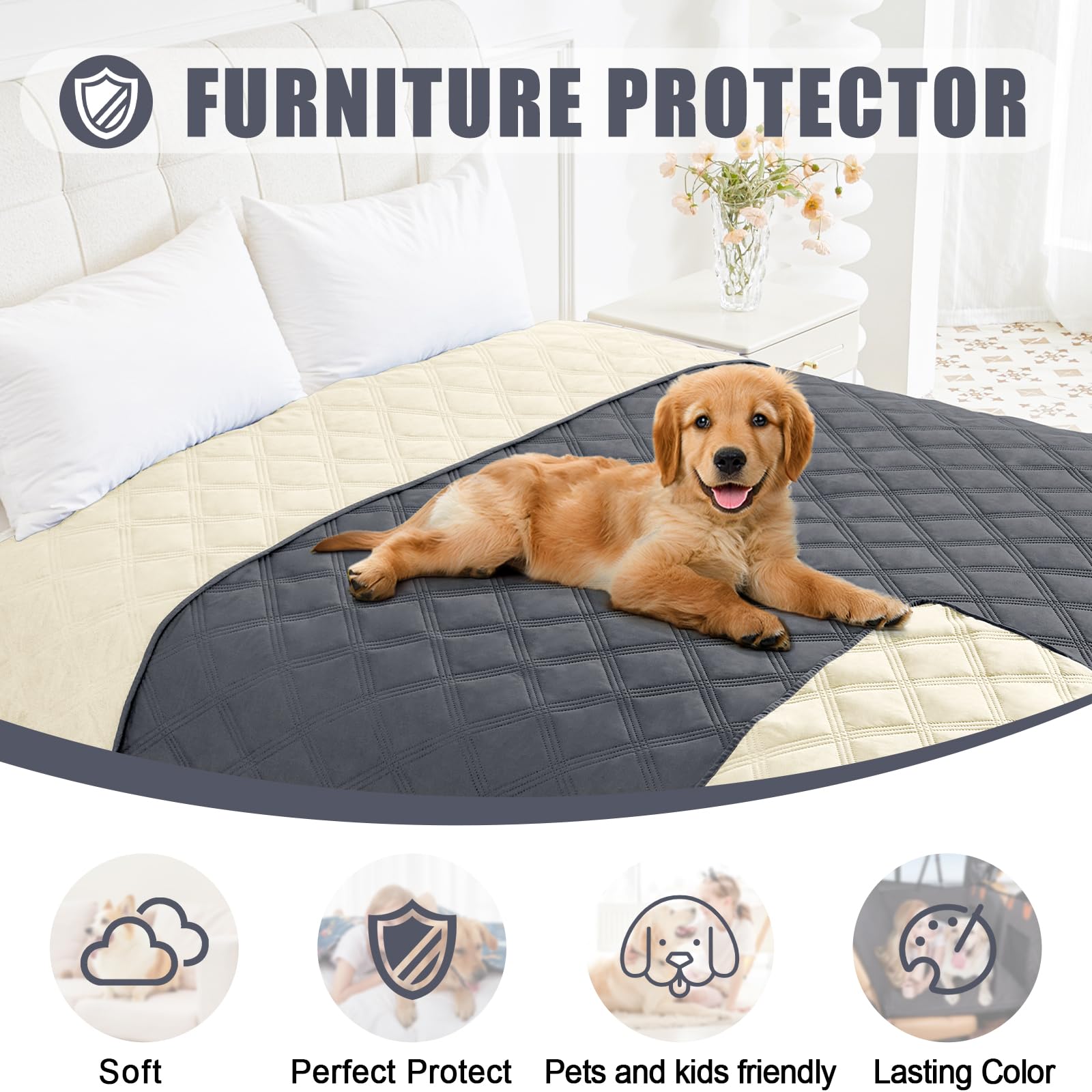 Smiry Waterproof Dog Bed Cover Blanket 40x70, Soft Reversible Pet Blanket, Washable Leakproof Cats Dogs Couch Cover for Sofa, Co