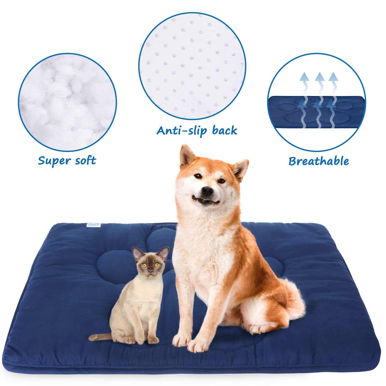 Dog Crate Pad(23''X 36''),Washable Crate Mat With Anti-Slip Bottom, Dog Mats For Sleeping, Breathable Kennel Pad,Dark Colored To