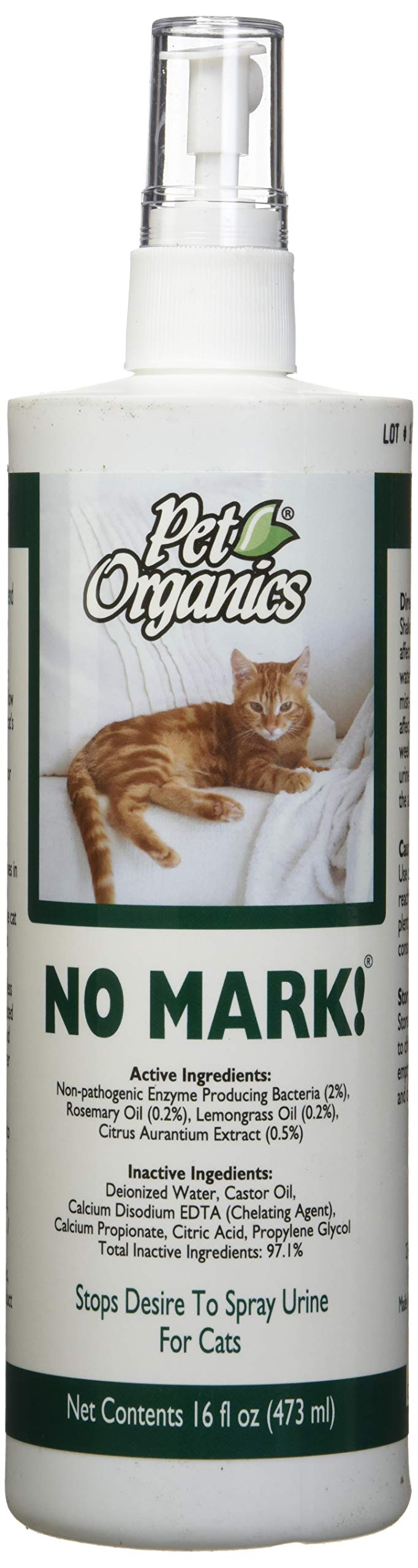 Naturvet Pet Organics No Mark Cat Spray - Helps Deter Cats From Urine Marking - For Indoor/Outdoor Use, Housetraining - Simulate