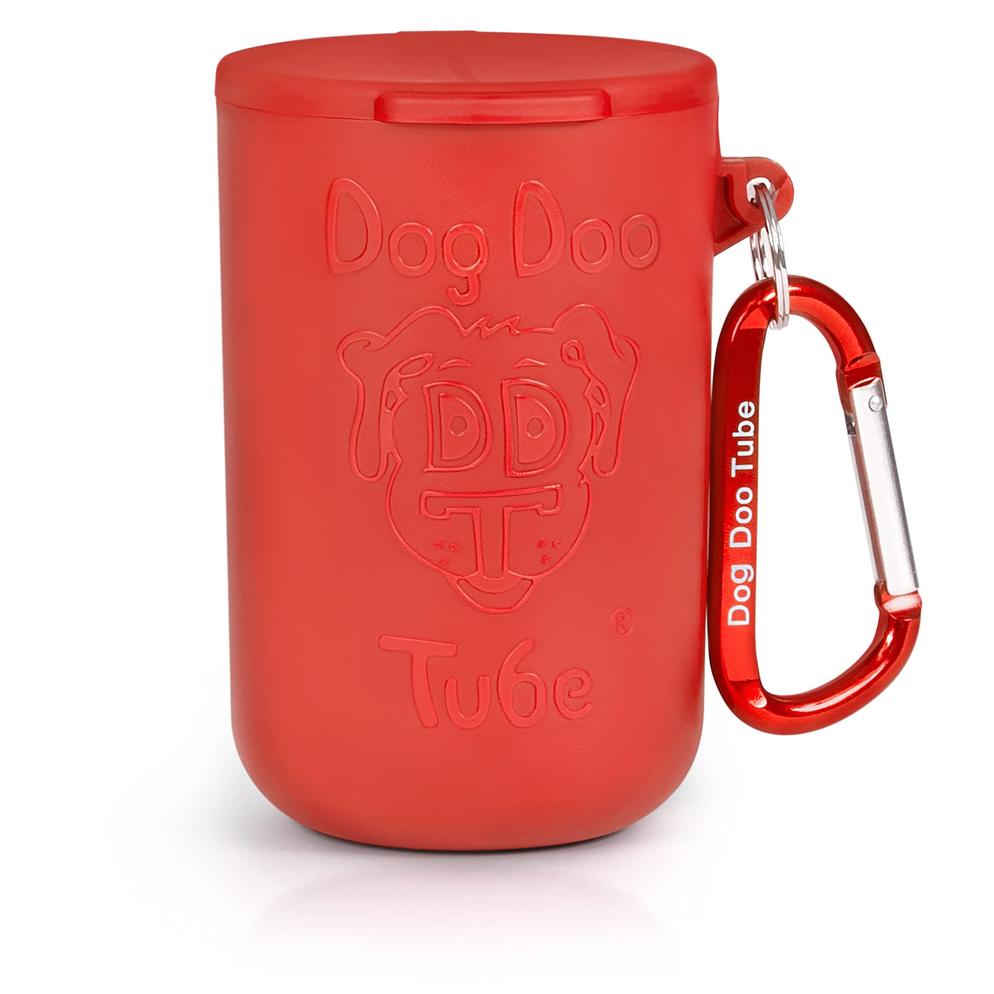 Dog Doo Tube Reusable Dog Poop Holder For Dog Walkers - Carries Used Dog Poop Bags - Tight Fitting Lid Keeps In Odors - Dog Waste Carrier - Attachable To Dog Leash, Harness Or Waist (Medium, Red)