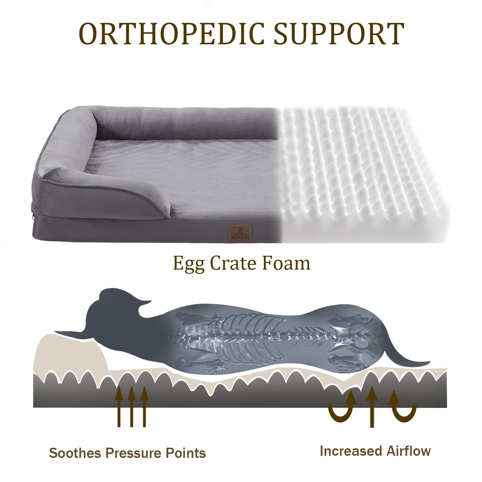Bedfolks Orthopedic Dog Bed, Waterproof Dog Sofa Bed For Extra Large Dogs, Egg Foam Pet Couch Bed With Removable Washable Cover
