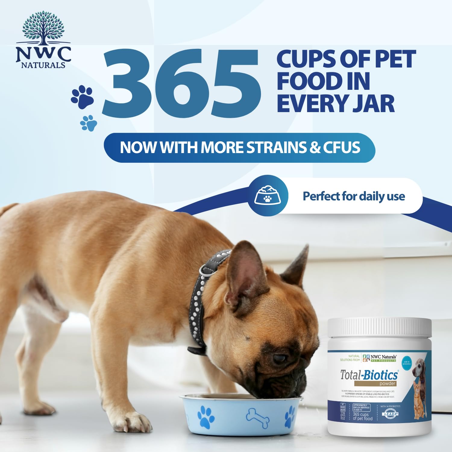 NWC Naturals Total-Biotics, Cat & Dog Probiotics for Digestive Health with Prebiotic, Unflavored Probiotic for Dogs & Cats, Supp