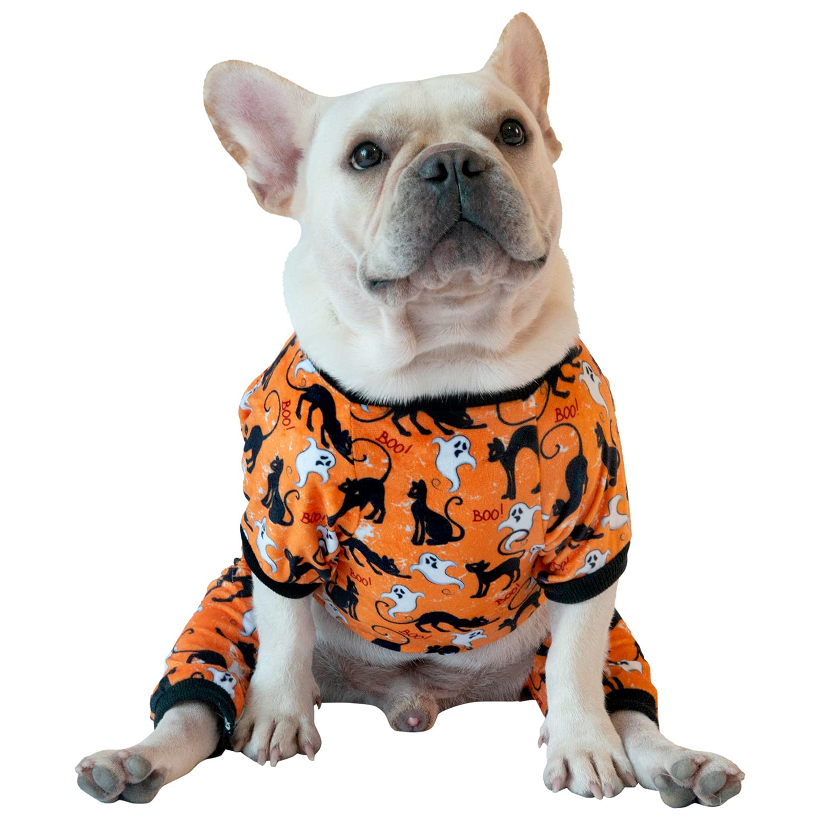 Cutebone Halloween Dog Pajamas Pet Clothes Cat Apparel Shirt Winter Holiday Cute Pjs Bodysuit For Doggie Onesies P173M