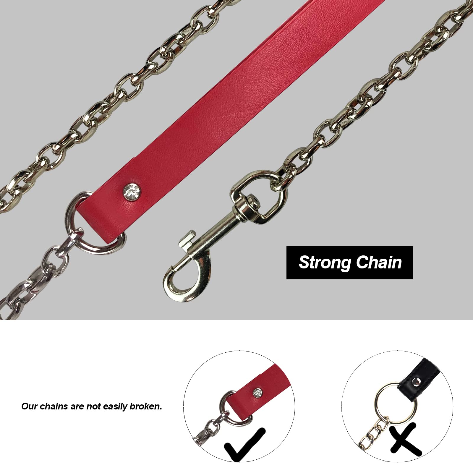 Gothic Leather Choker Collar, Pu Leather Fur Lined Pet Collars Necklace With Long And Durable Detachable Leash Chain Pet Collars