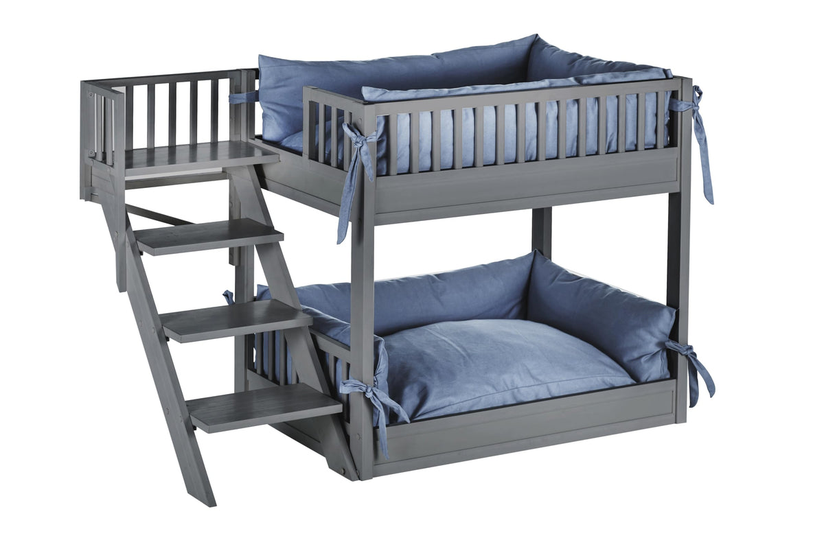 Ecoflex® Grey Dog Bunk Bed With Memory Foam Cushion And Removeable Cover For Large Dogs, 27.2'L X 57.1'W X 36.2'Th