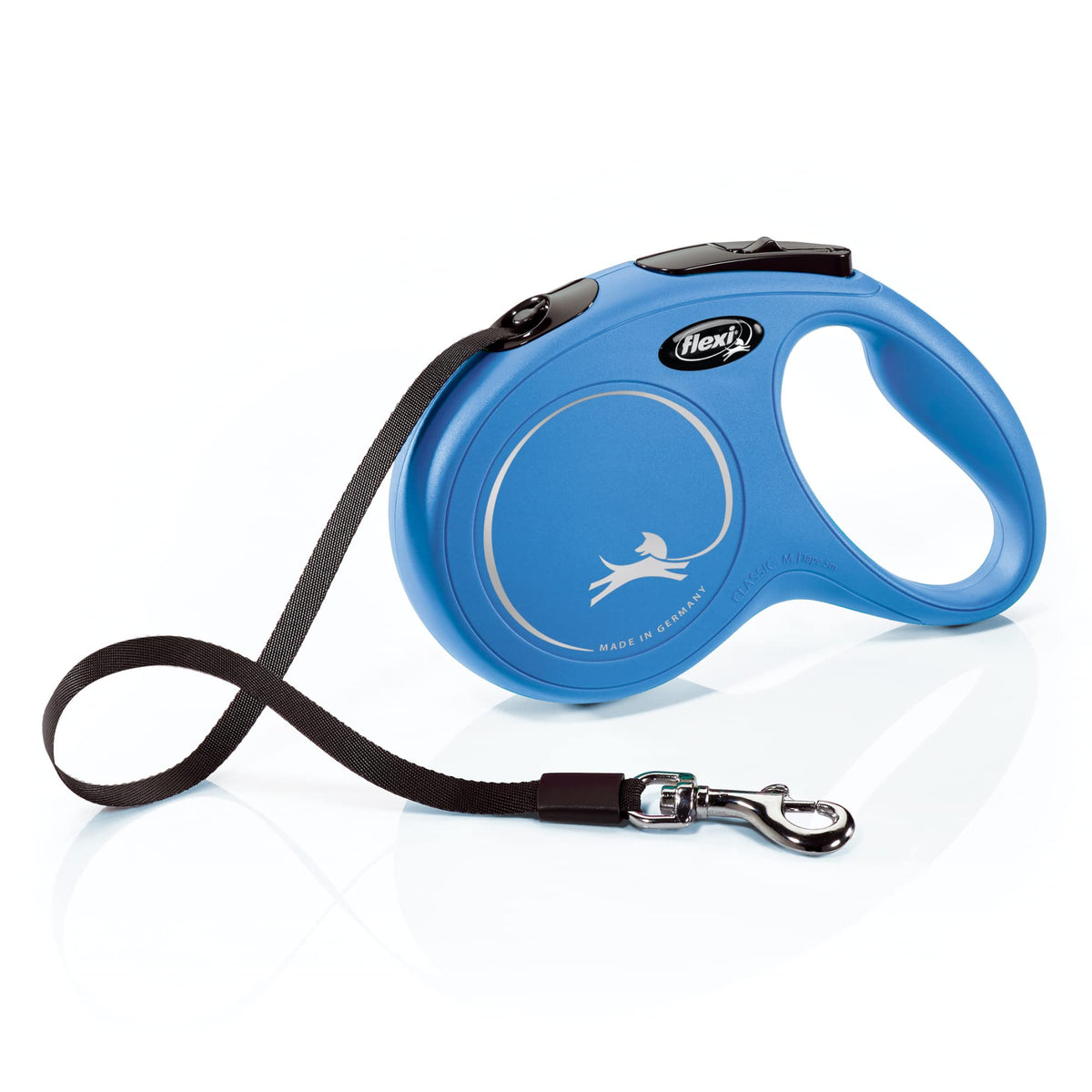 Flexi New Classic Tape Retractable Dog Leash For Medium Dogs Upto 55 Lbs. – 16 Ft., Blue | Tangle Free Pet Walking Leash With One-Handed Brake, Pause, Lock|German Quality Product