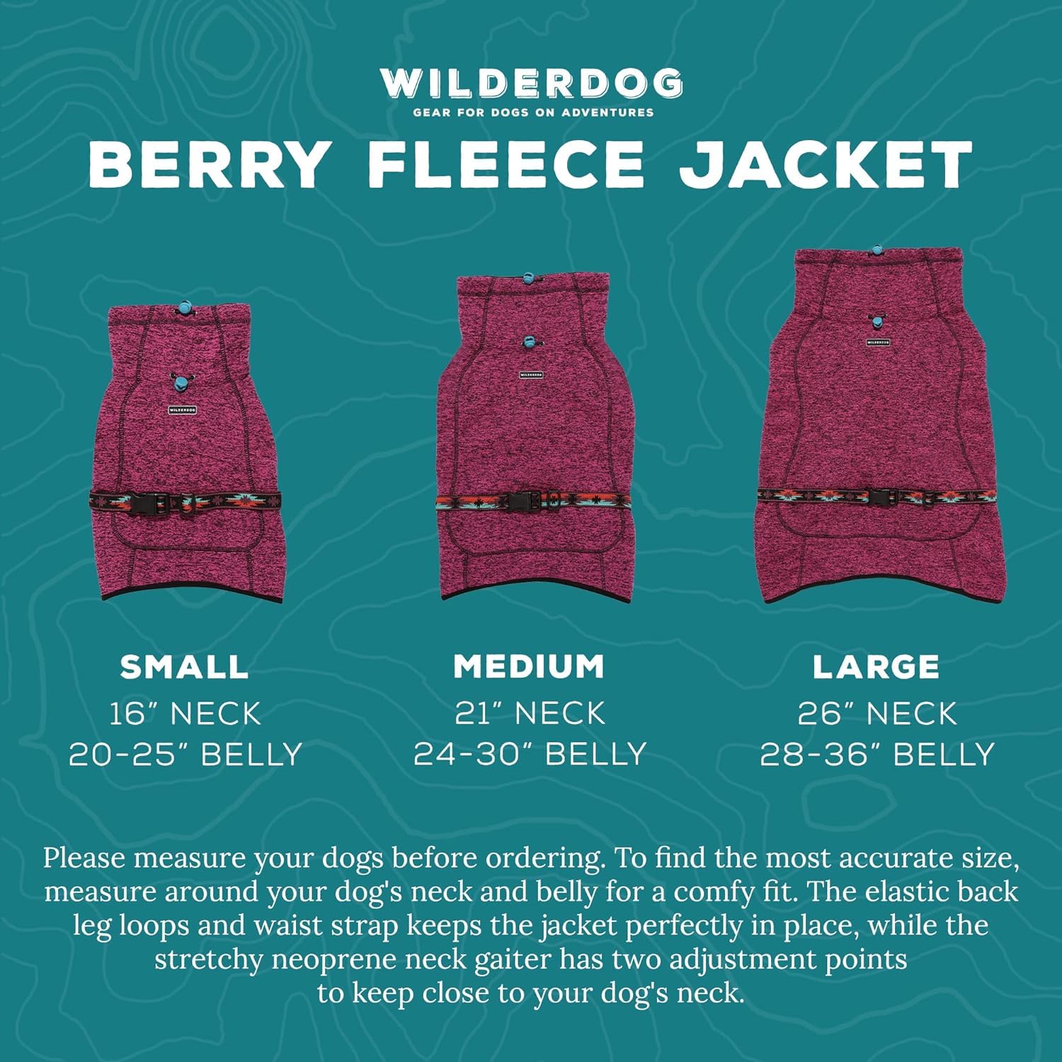 Wilderdog Fleece Dog Jacket With Neoprene Neck Gaiter - Small - Berry