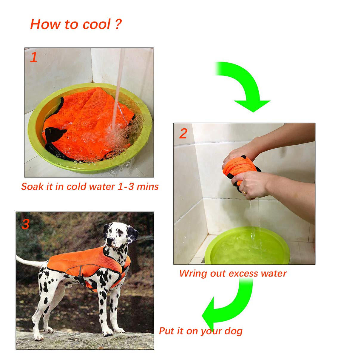 Smartelf Dog Cooling Vest Swamp Cooler Coat,Evaporative Jacket Safety Reflective Vest For Large Dogs Walking Outdoor Hunting Training Camping Orange-L