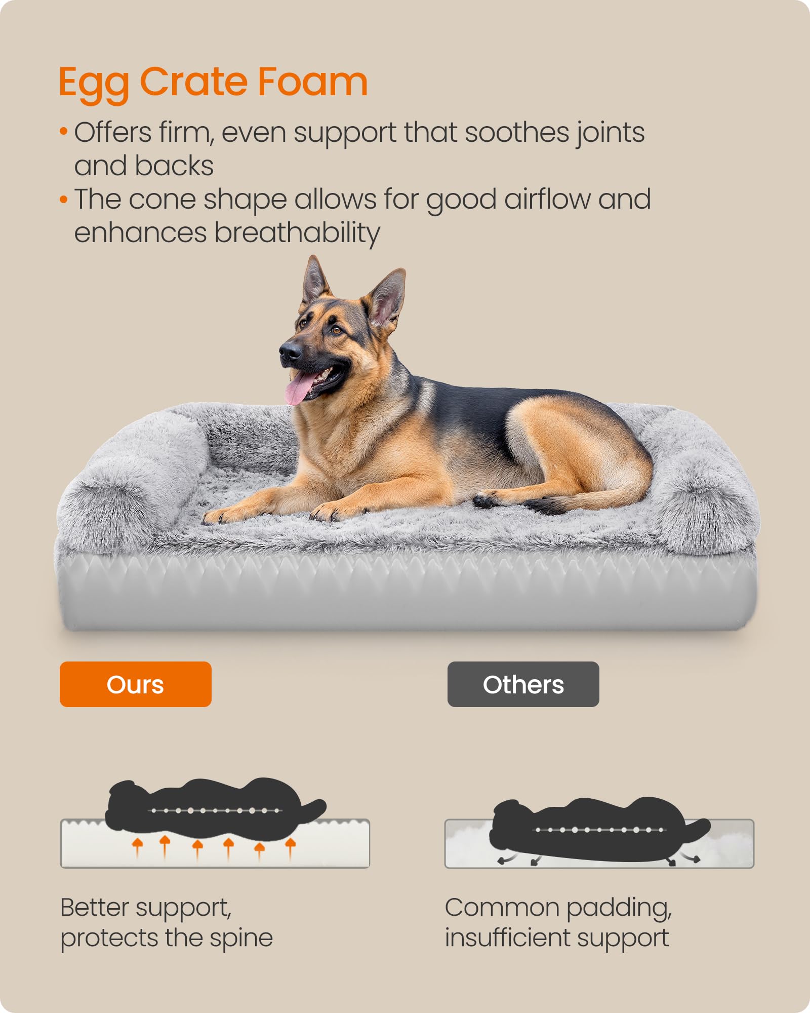 Feandrea Dog Bed, Orthopaedic Dog Sofa Bed For Large Dogs, Waterproof Ped Bed With Removable Washable Cover, 48 X 33.5 X 9.5 Inc