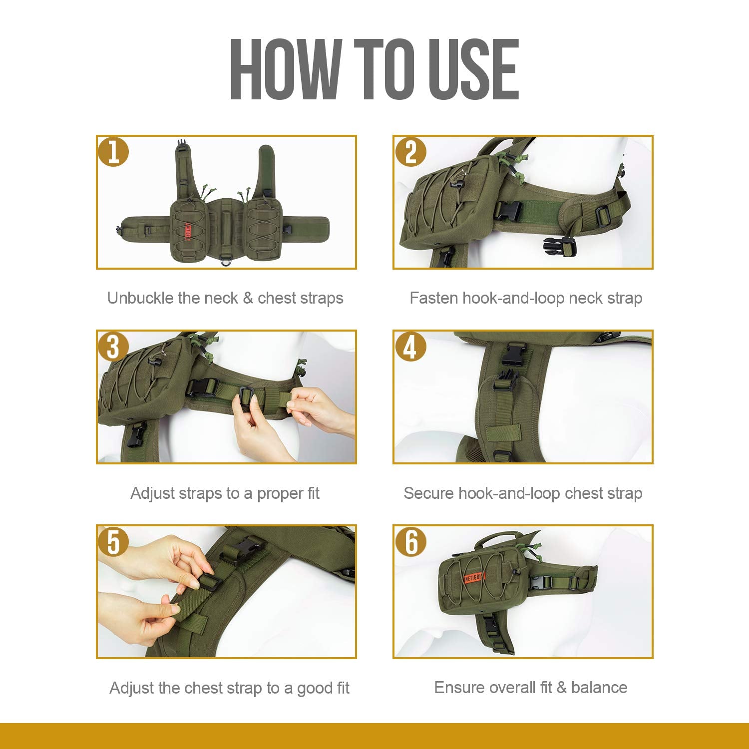 Onetigris Dog Backpack For Medium & Large Dogs, Nylon Backpack For Dogs Tactical Pet Backpack With Side Pockets For Hiking Walki