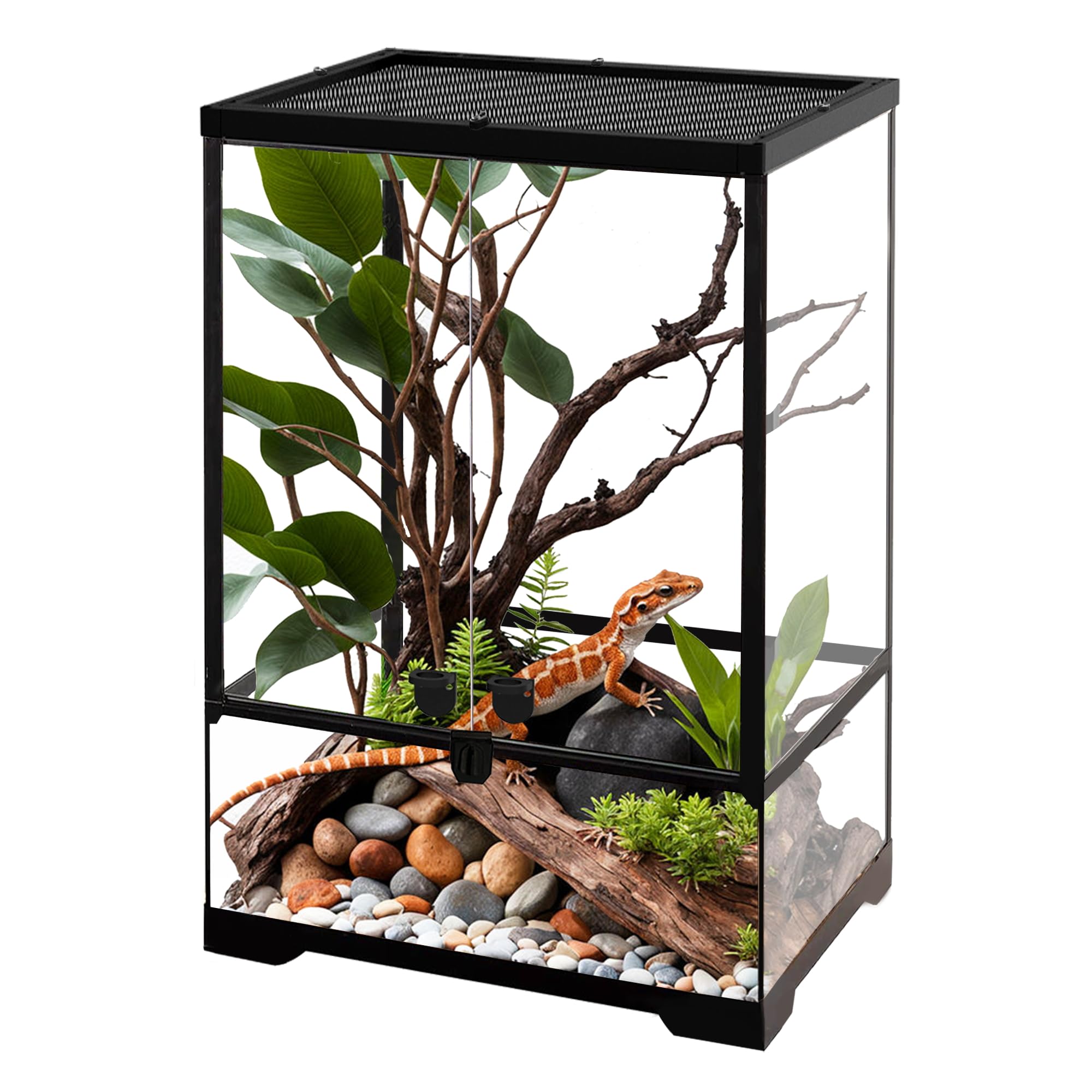 Neptonion 10 Gallon Professional Glass Terrarium 12X12X18 Durable Reptile Habitat Tank With Heat Resistant Aluminum Alloy 