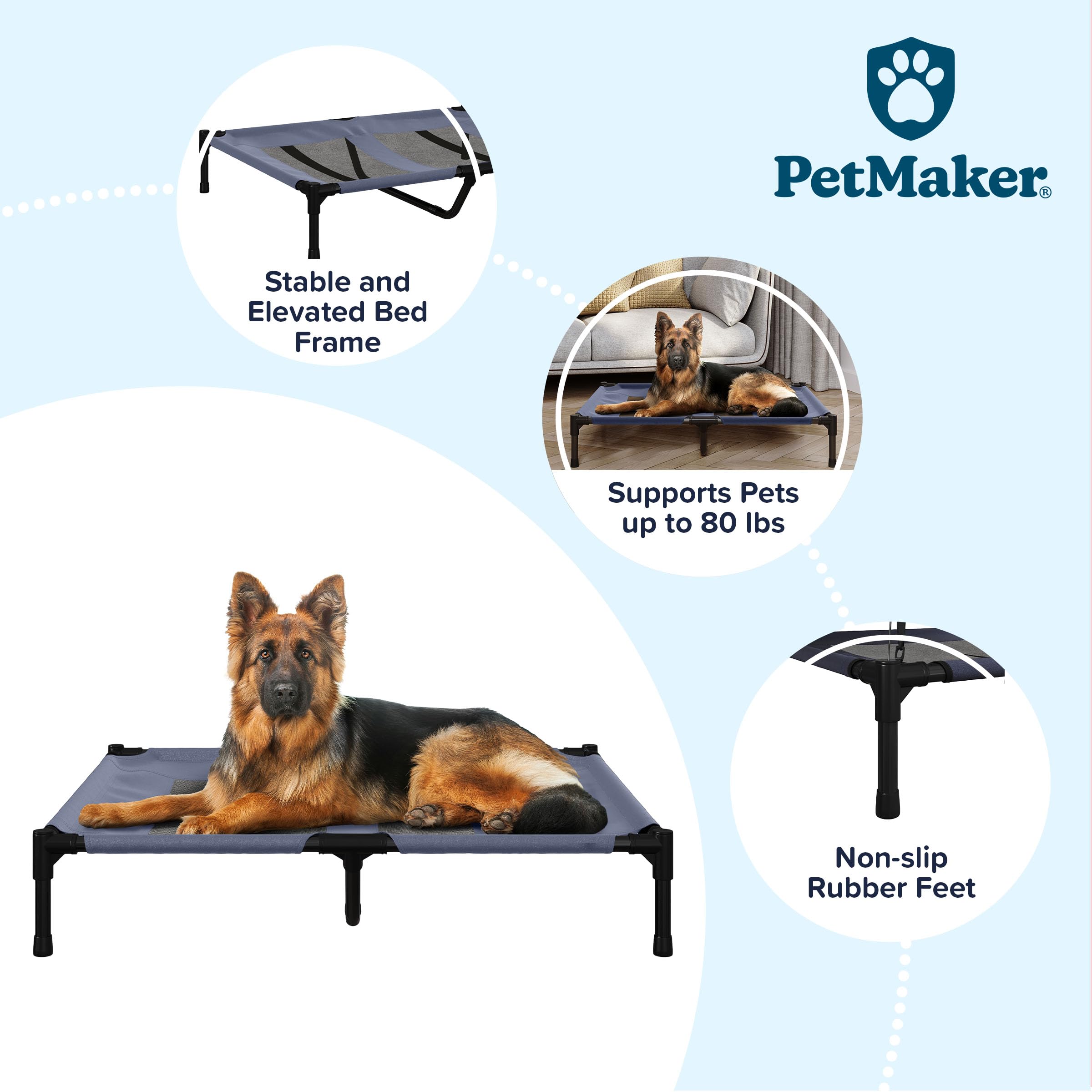Elevated Dog Bed - 36X29.75-Inch Portable Pet Bed With Non-Slip Feet - Indoor/Outdoor Dog Cot Or Puppy Bed For Pets Up To 80Lbs