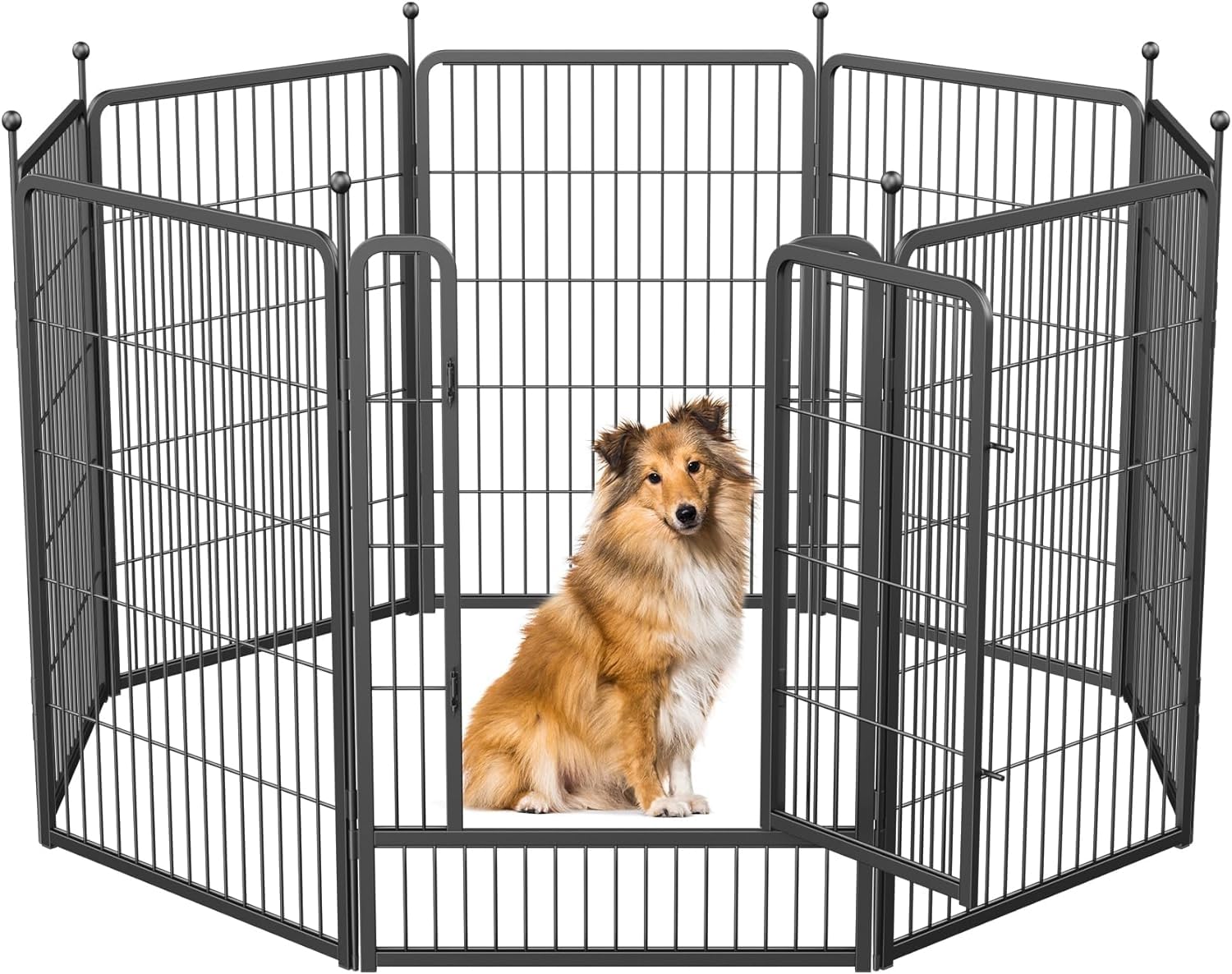 Musen Dog Playpen Indoor Outdoor, 8 Panels Dog Pen 40'' Height Dog Fence Exercise Pen With Doors For Large/Medium/Small Dogs, Po