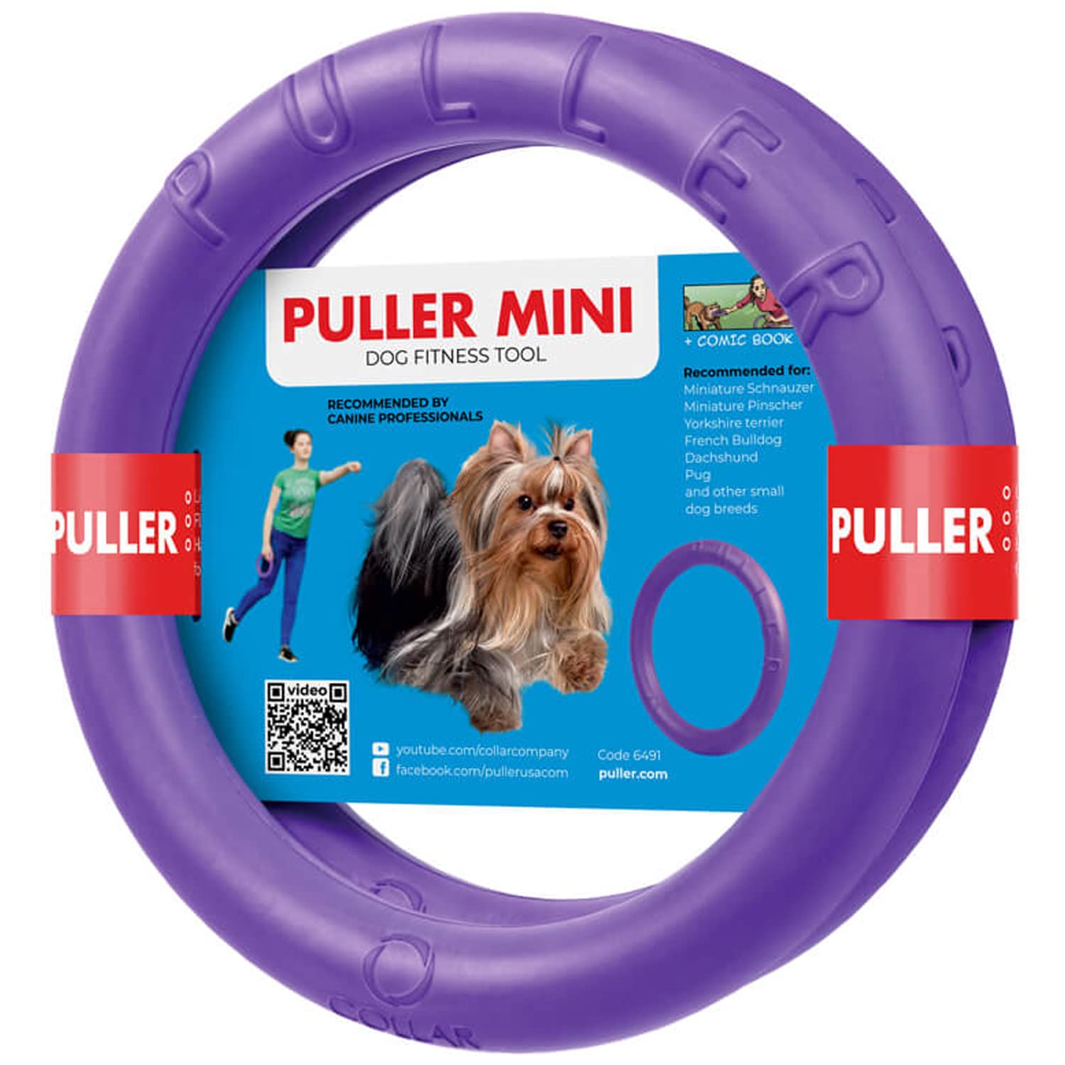 Dog Toy - Interactive Small Midi Dog Puppies Training - Fetch Toy - Dental Healthy - Dog Toys Set 2 Rings by Puller Mini Plus - 