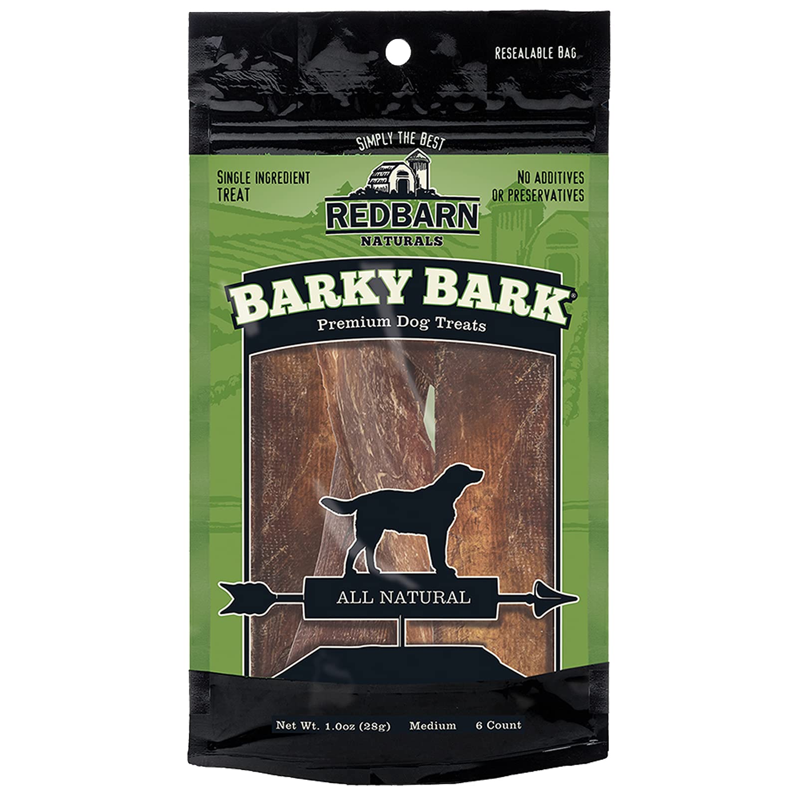 Redbarn All-Natural Barky Bark Beef Jerky for Dogs - Medium 4-5 Strips - Premium Grain-Free & Rawhide-Free Treats w/Chondroitin 