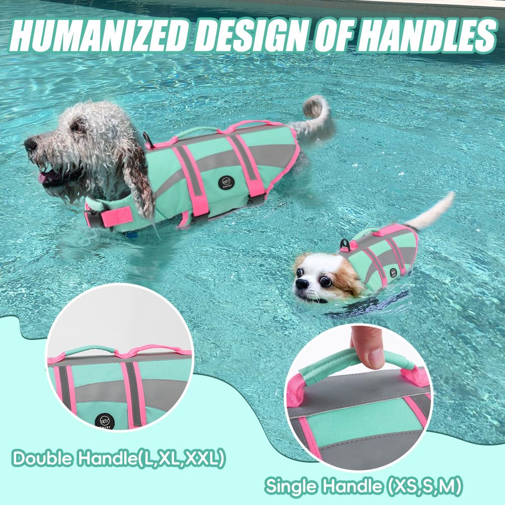 Emust Dog Life Vests, Adjustable Dog Life Jacktets For Boat, High Visibility Life Vests For Dogs, Medium Dog Life Jacket Safety