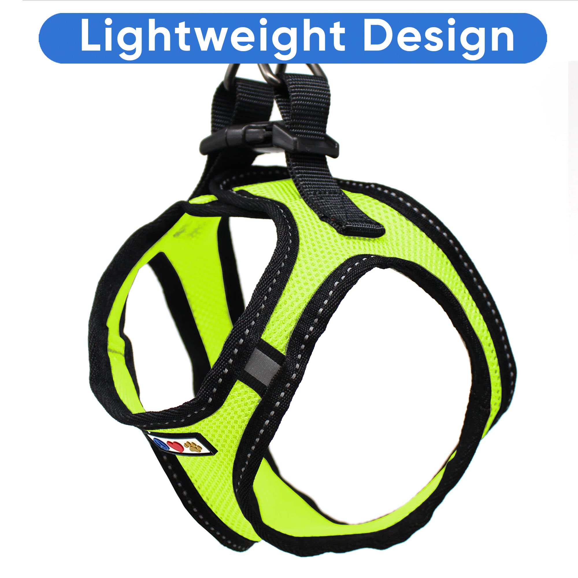 Pawtitas Dog Vest Harness Made With Breathable Air Mesh | All Weather Vest Harness For Large Dogs With Quick-Release Buckle - Green Mesh Dog Harness For Training And Walking Your Pet.