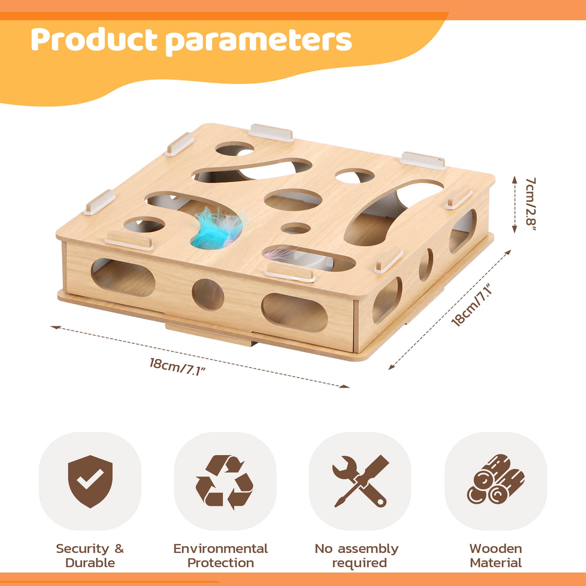 BIRTIMO Interactive Cat Puzzle Toy - Soft Felt Maze Game Ball for Cats & Kittens, Brown Color, Engaging Fun Activity