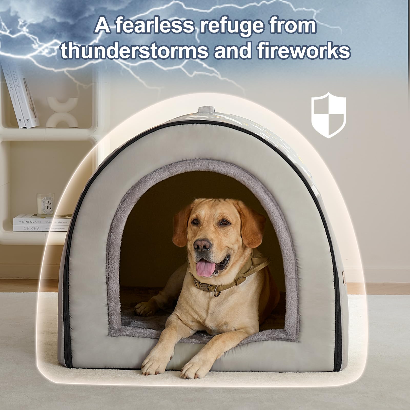 Jiupety 2 In 1 Dog House Indoor, Comfy Cave Bed Covered Dog Bed, Portable House For Large Dogs, 3Xl(39''  32''  28''), Up To 90