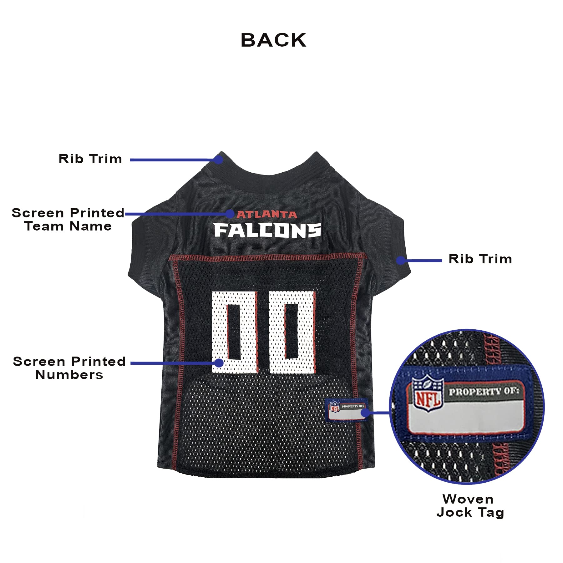 Pets First Atlanta Falcons NFL Mesh Pet Jersey, X-Large, Multi-Color