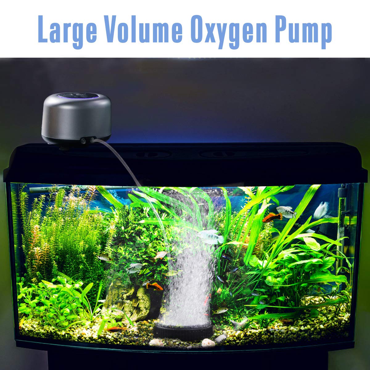 Aqqa Aquarium Air Pump,5W 10W Powerful 2 Outlets,Fashion Ultra-Quiet Energy-Saving Oxygen Pump Adjustable 4 Airflow Rate Grades,Freshwater And Marine Fish Tank 5W (Up To 300 Gallon)