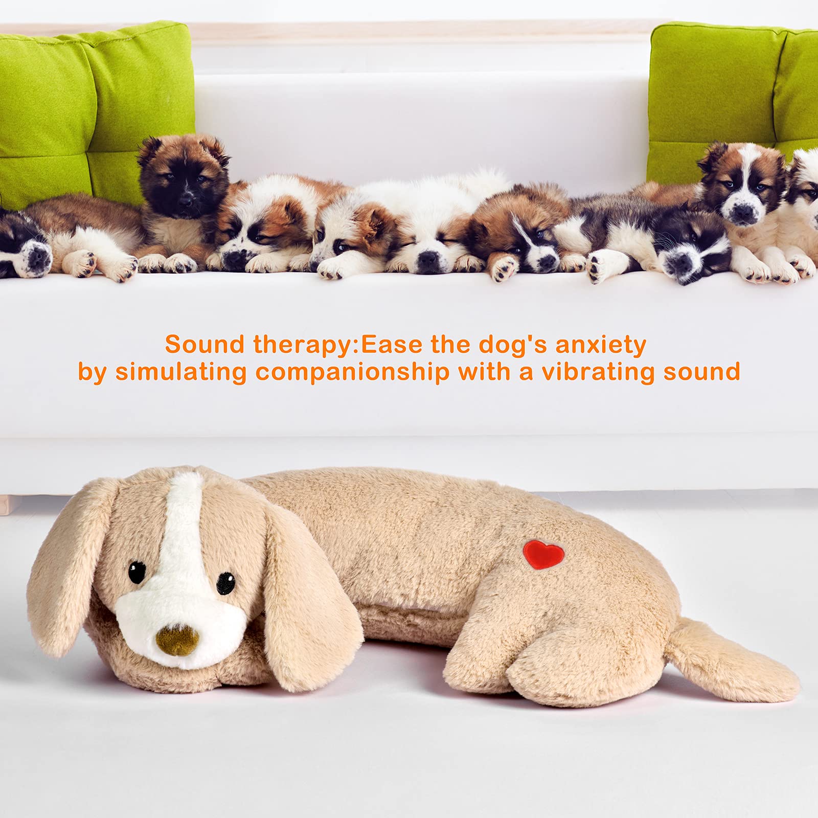 Moropaky Hearbeat Toy For Dog Anxiety Relief Behavioral Training Aid Toy, Light Brown