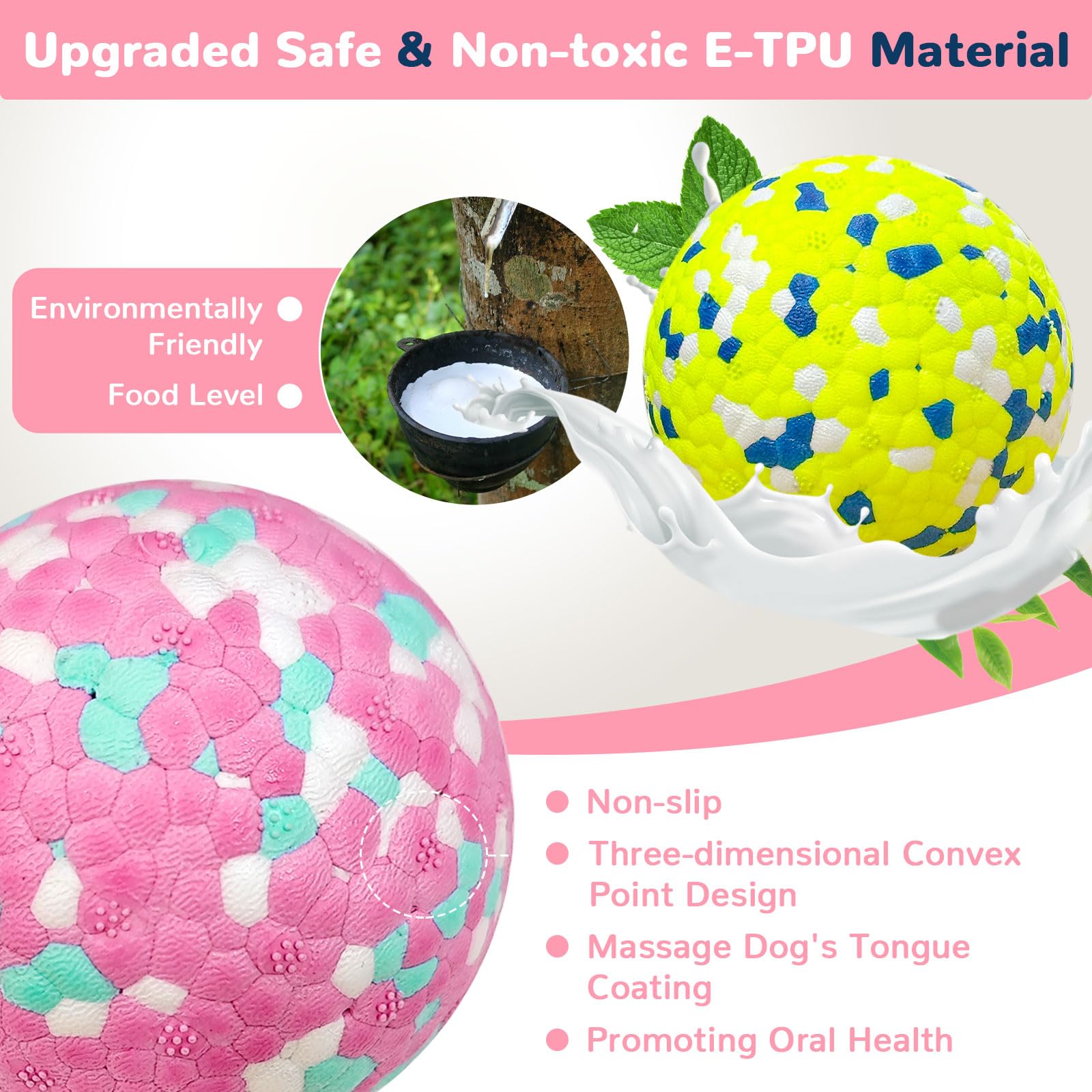 Petcare 2 Pack Dog Balls Toys For Aggressive Chewers Indestructible Tennis Balls For Medium Large Dogs Water Toy Chew Ball Tough