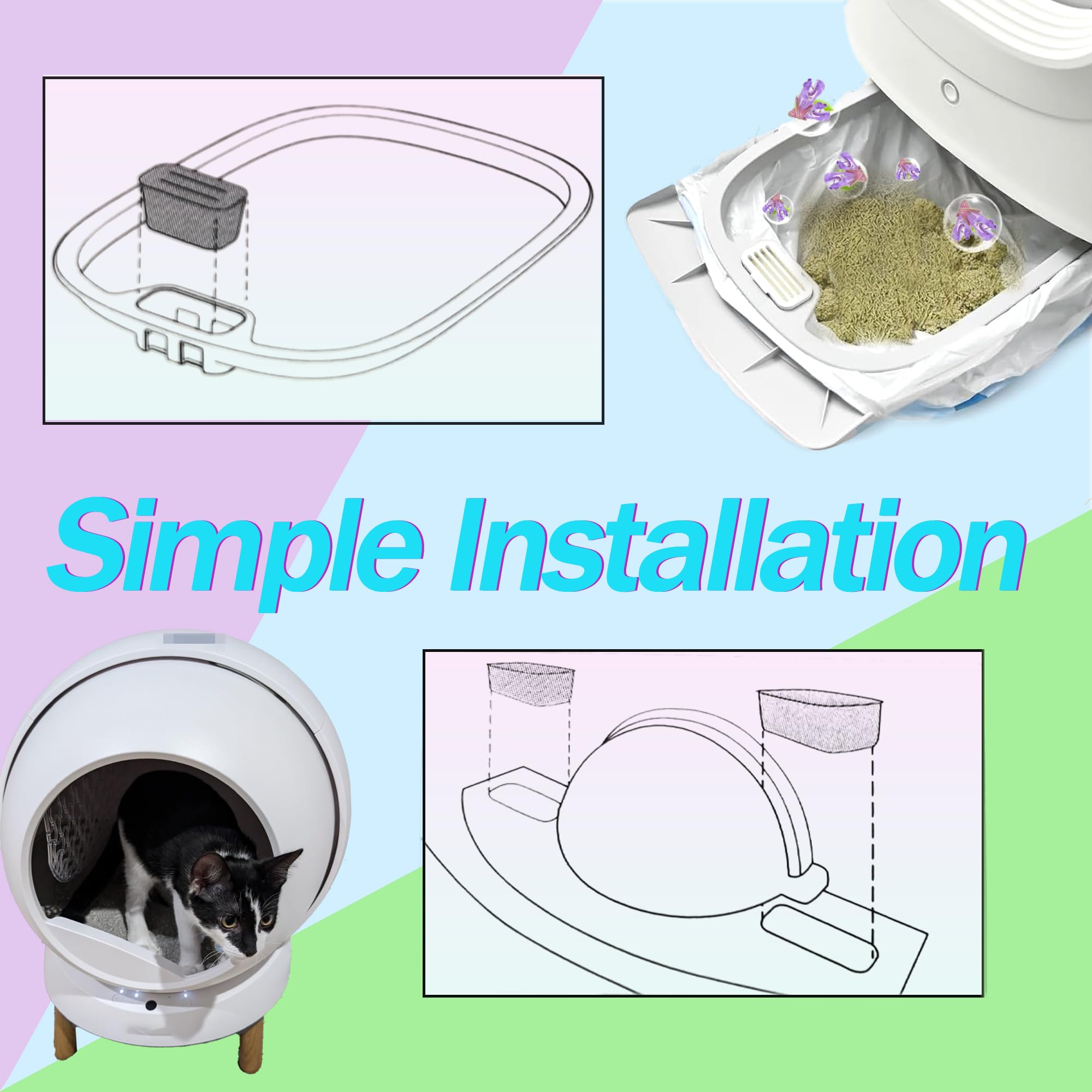 Purifylogix 4 Pcs Deodorant For Petsafe Scoopfree Smartspin Self-Cleaning Cat Litter Box, Air Freshener For Hholove Automatic Ca