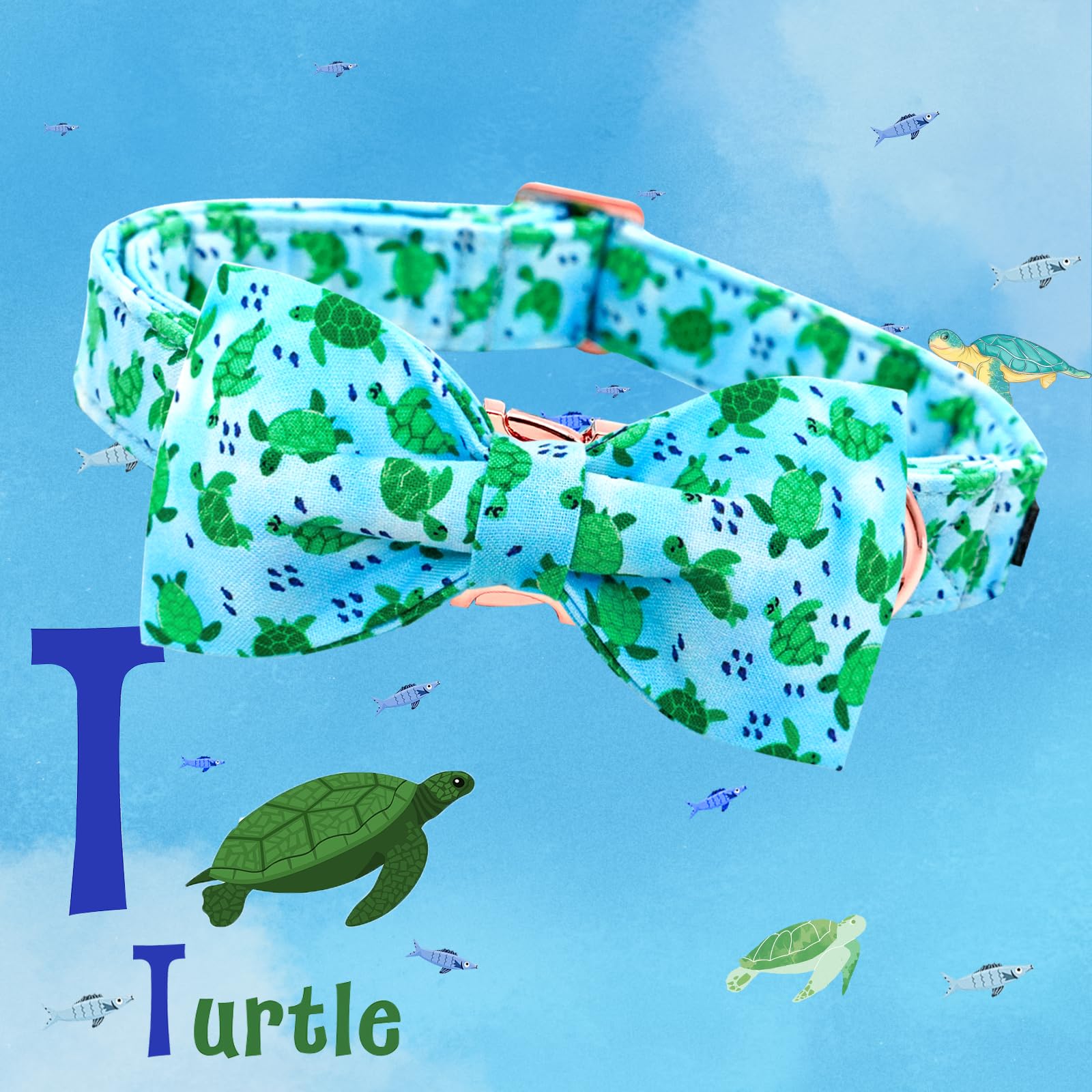 Lionheart glory Dog Collar Bow Collar Blue Dog Collar with Bow Summer Collar Dog Boy or Girl Soft Durable Adjustable Dog Collars