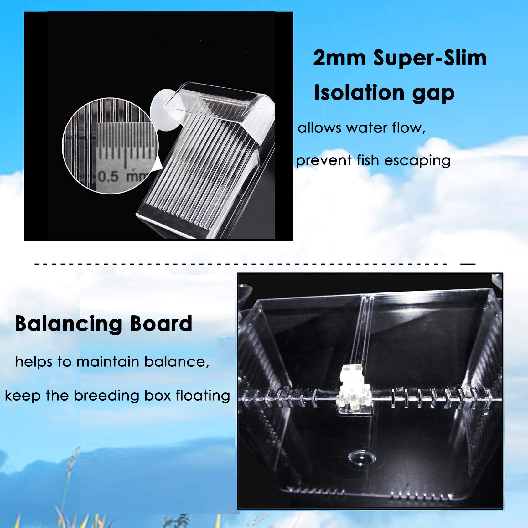 Fish Breeder Box Fish Hatchery Floating Fish Breeding Box with Removable Grating Perfect Fish Tank Divider for Agreesive Injured