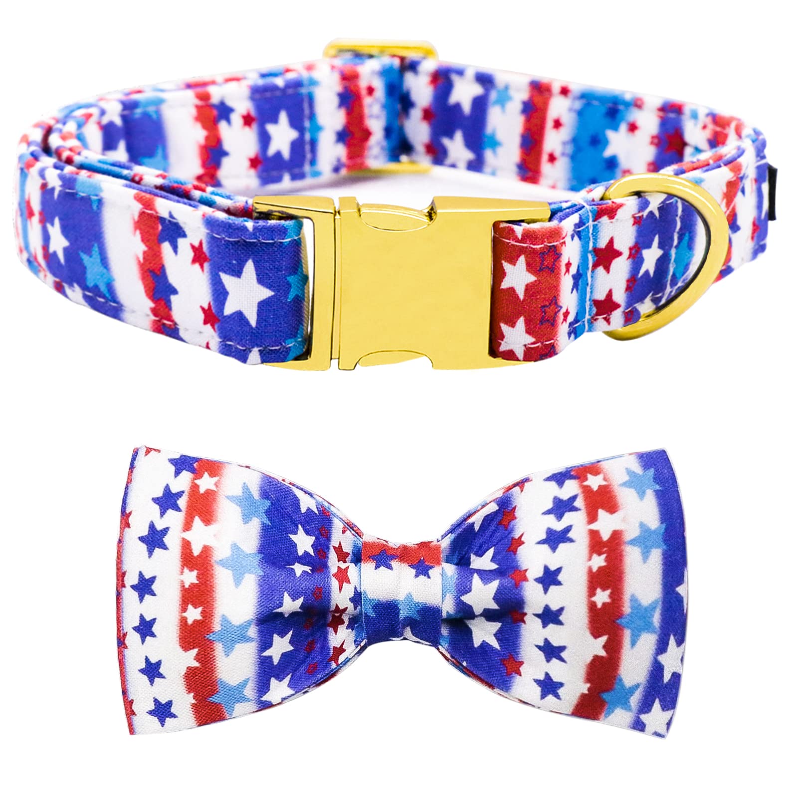 Maca Bates American Flag Dog Collar With Stars Bow Tie For Dogs Bowtie 4 Of 7 Blue Red And White Adjustable Durable Patriotic St