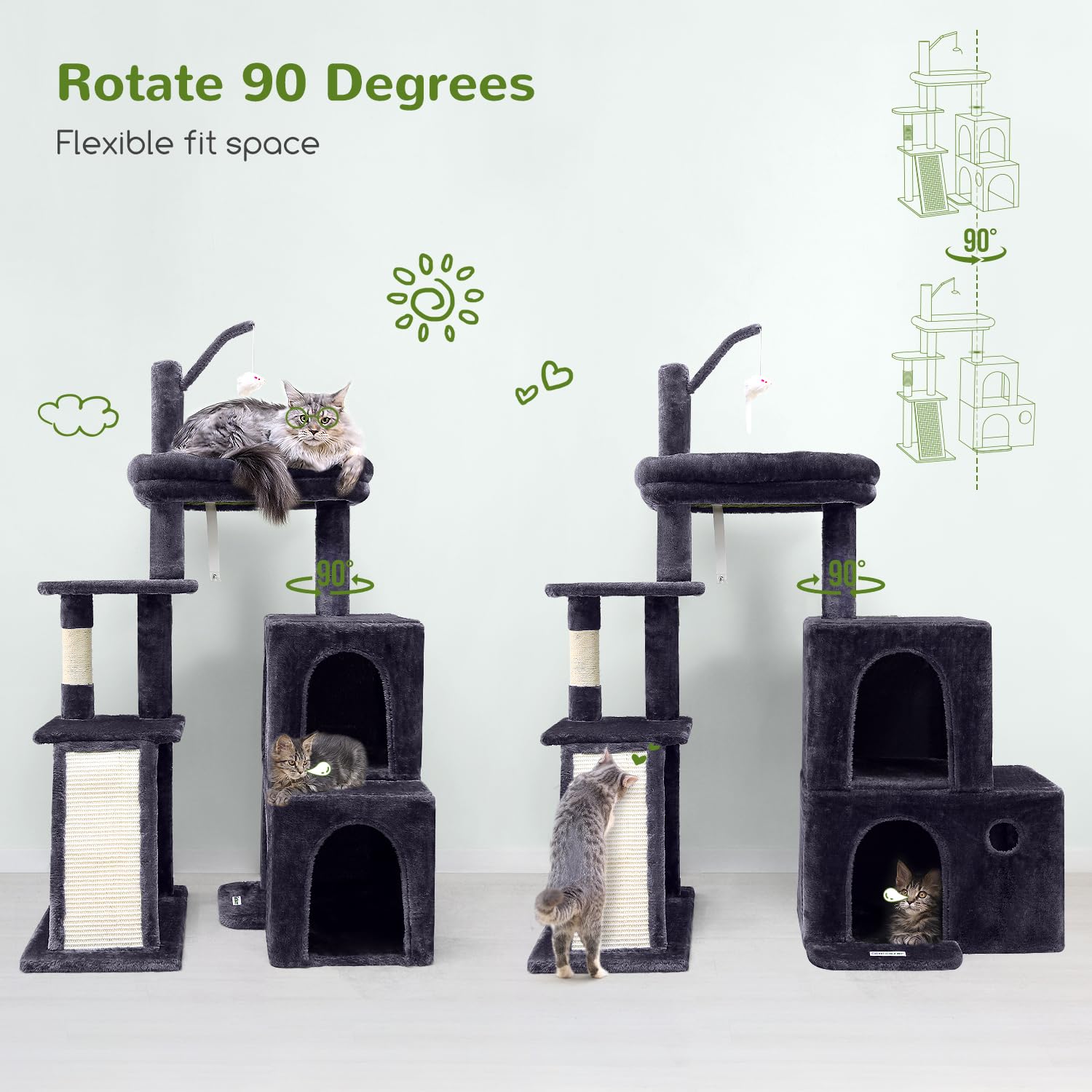 Globlazer F50 Cat Tree Tower for Large Indoor Cats, 50-inch Heavy Duty Cat Tree for Big Cats, Cat Tree House with Extra-Large Pa